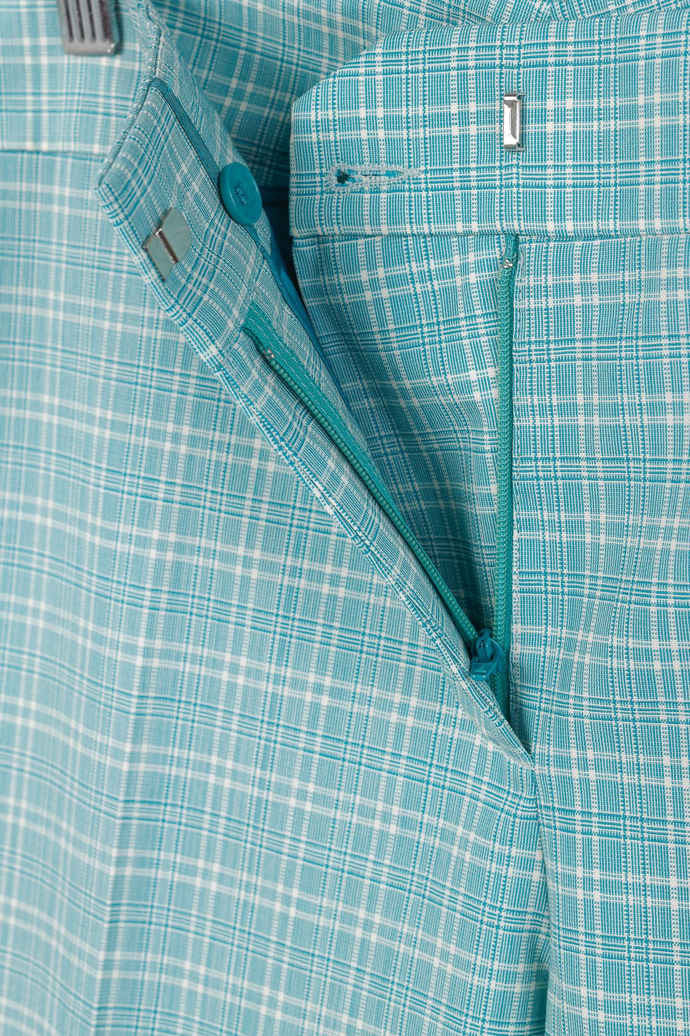 Etro Etro Teal Plaid Wool Straight-Leg Trousers Size 33" - 9 Thumbnail