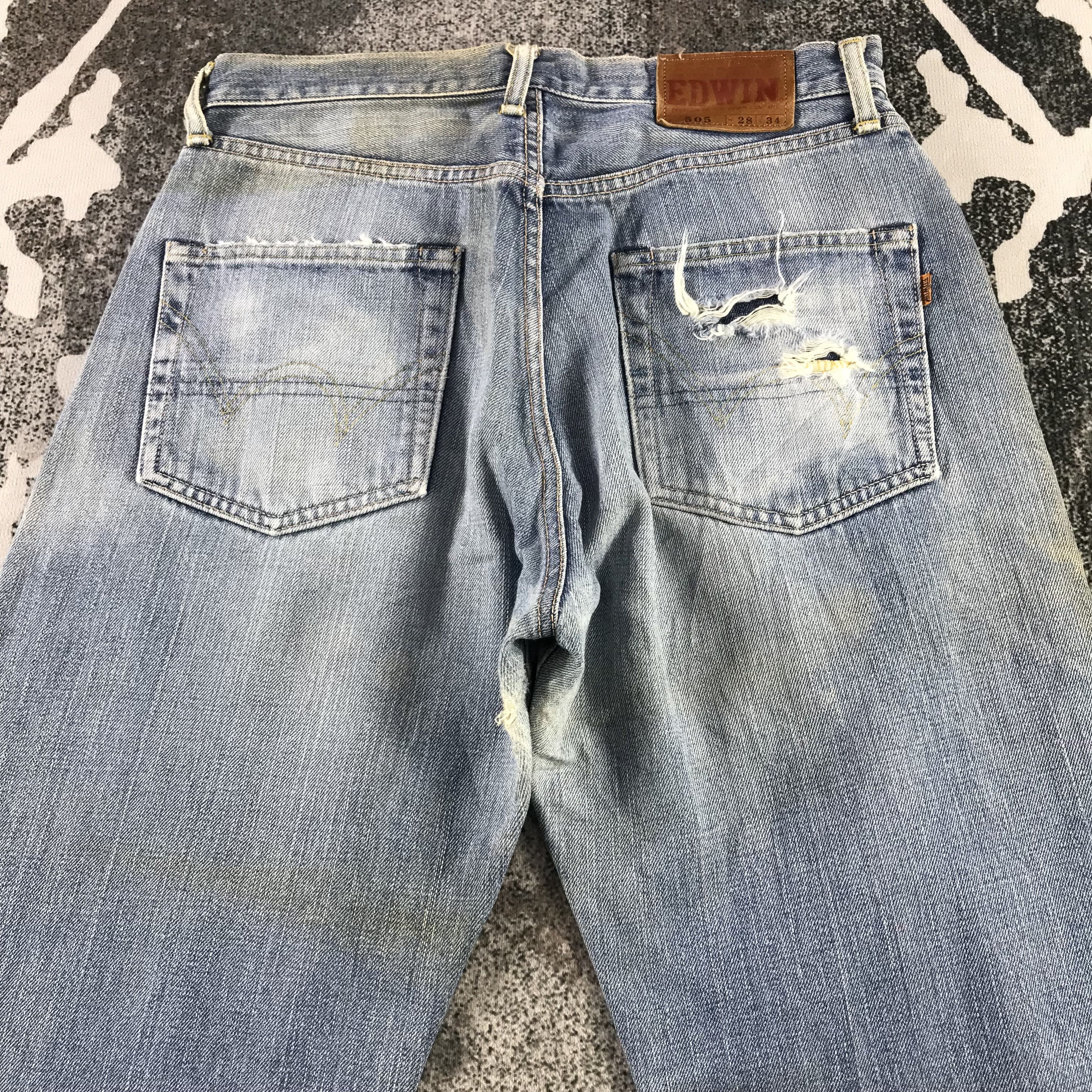 Edwin Distress Edwin 505 Redlne Jeans Selvedge Denim KJ3345 Size US 28 / EU 44 - 4 Thumbnail