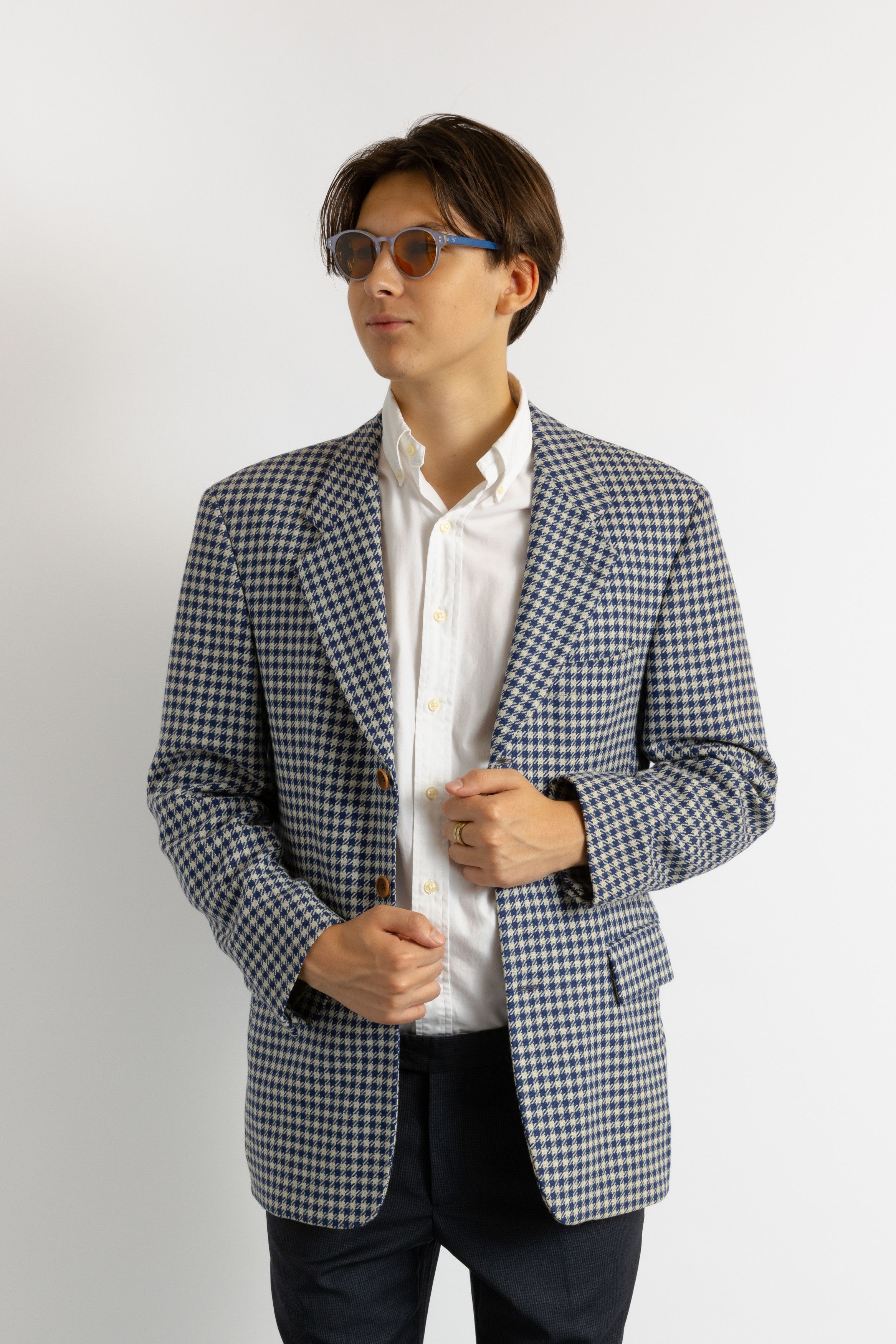 Other RENE LEZARD Blue Checked Wool Blazer 8702 Size US M / EU 48-50 / 2 - 4 Thumbnail