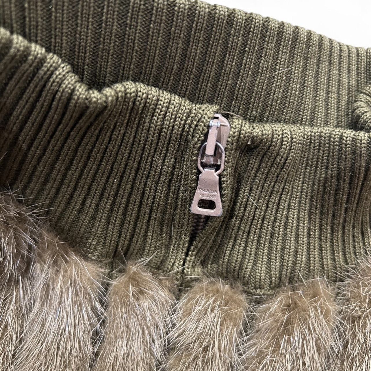 Prada Prada FW2000 Green & Brown Mink Fur Knit Cardigan Size S / US 4 / IT 40 - 8 Thumbnail