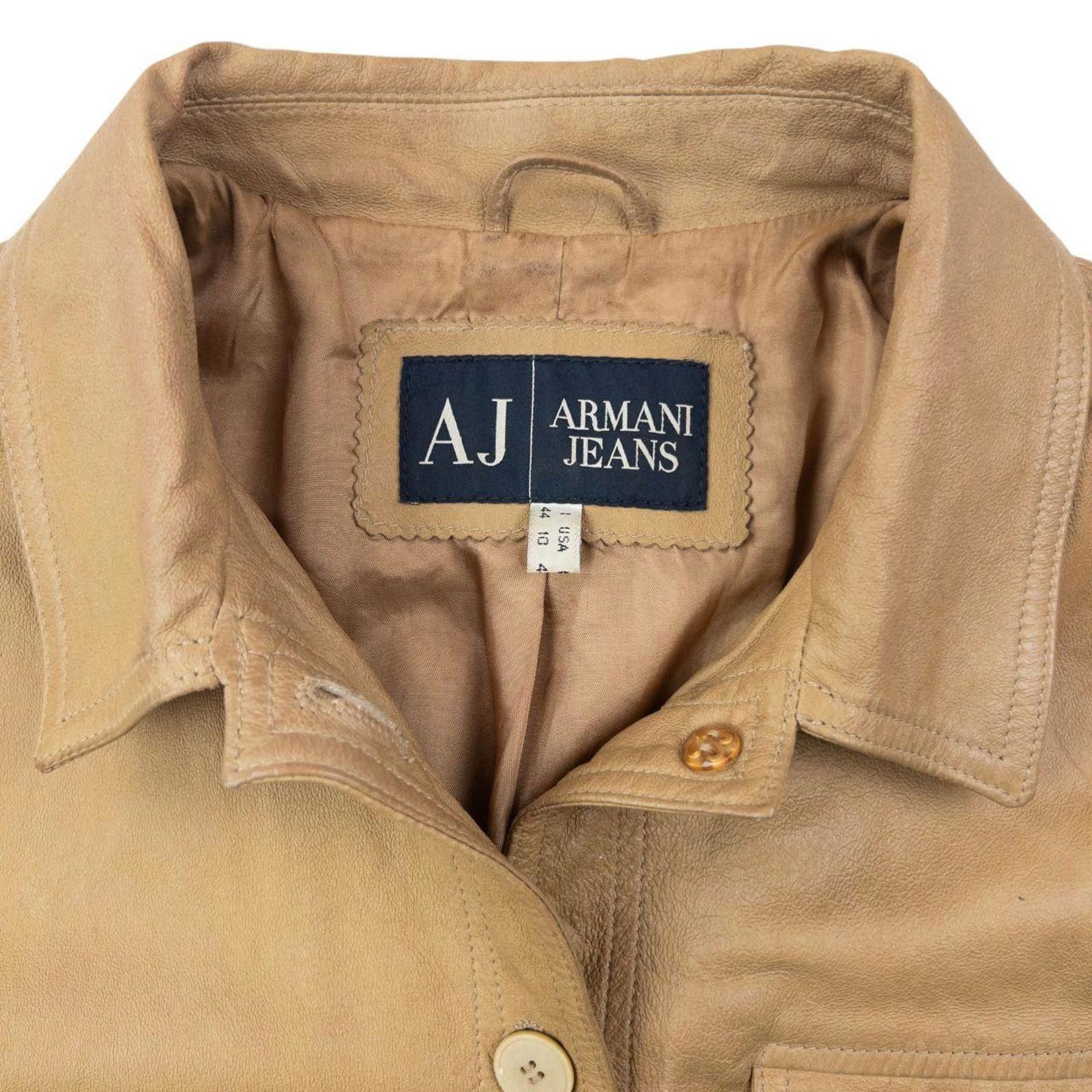Other Vintage 2000s Armani Jeans Button Up Leather Jacket Size M Size L / US 10 / IT 46 - 3 Thumbnail