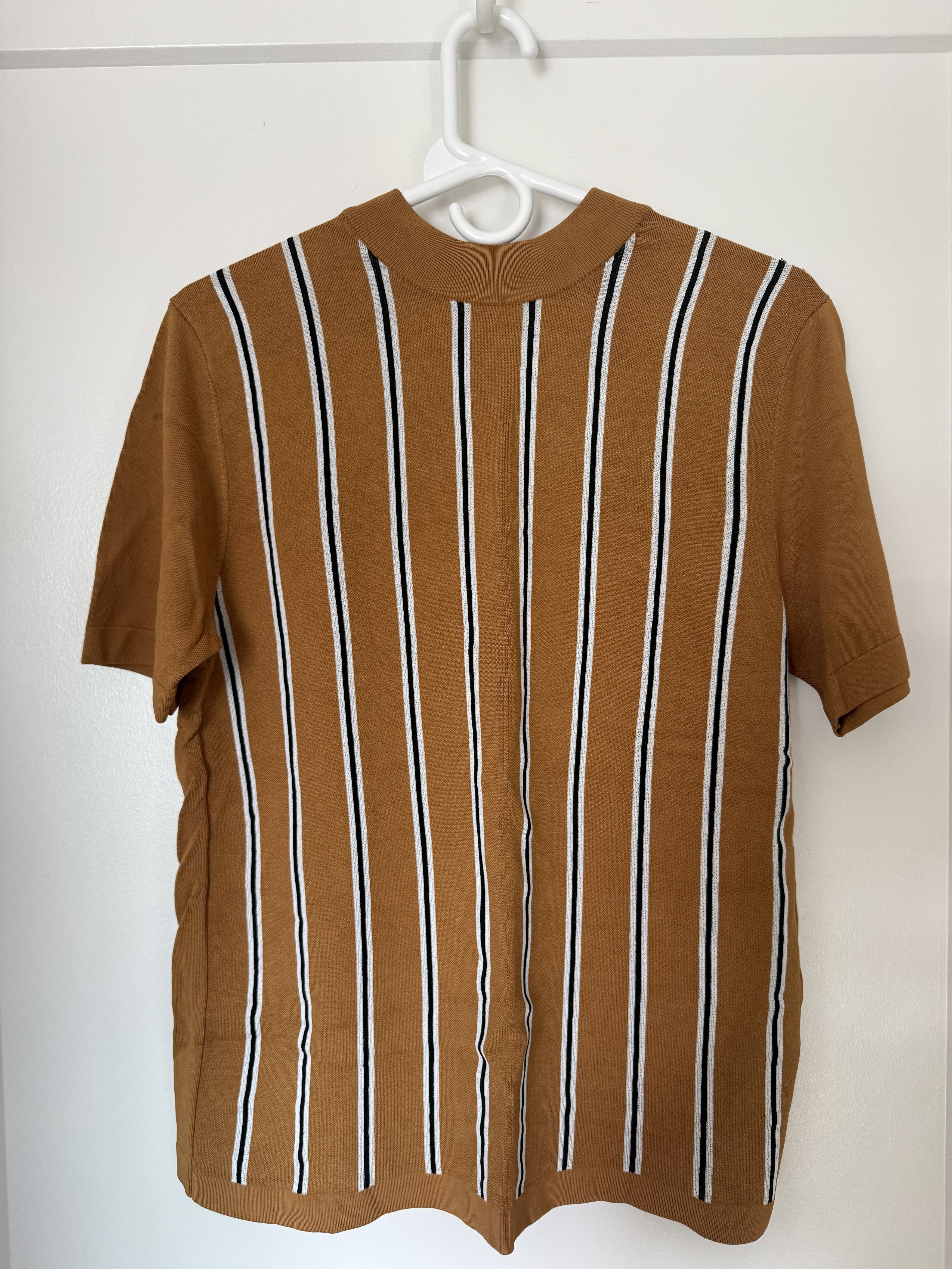 SANDRO Striped Knit Short Sleeve Sweater
