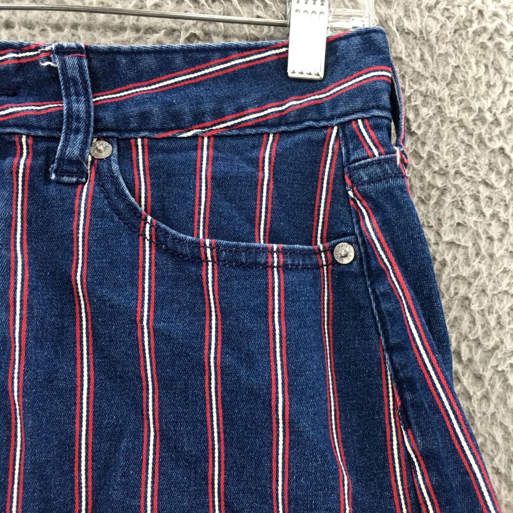 American Eagle Outfitters American Eagle Outfitters Skirt Womens 4 A-Line Denim Zip Blue Striped Short 29x14 Size 27" / US 4 / IT 40 - 5 Thumbnail