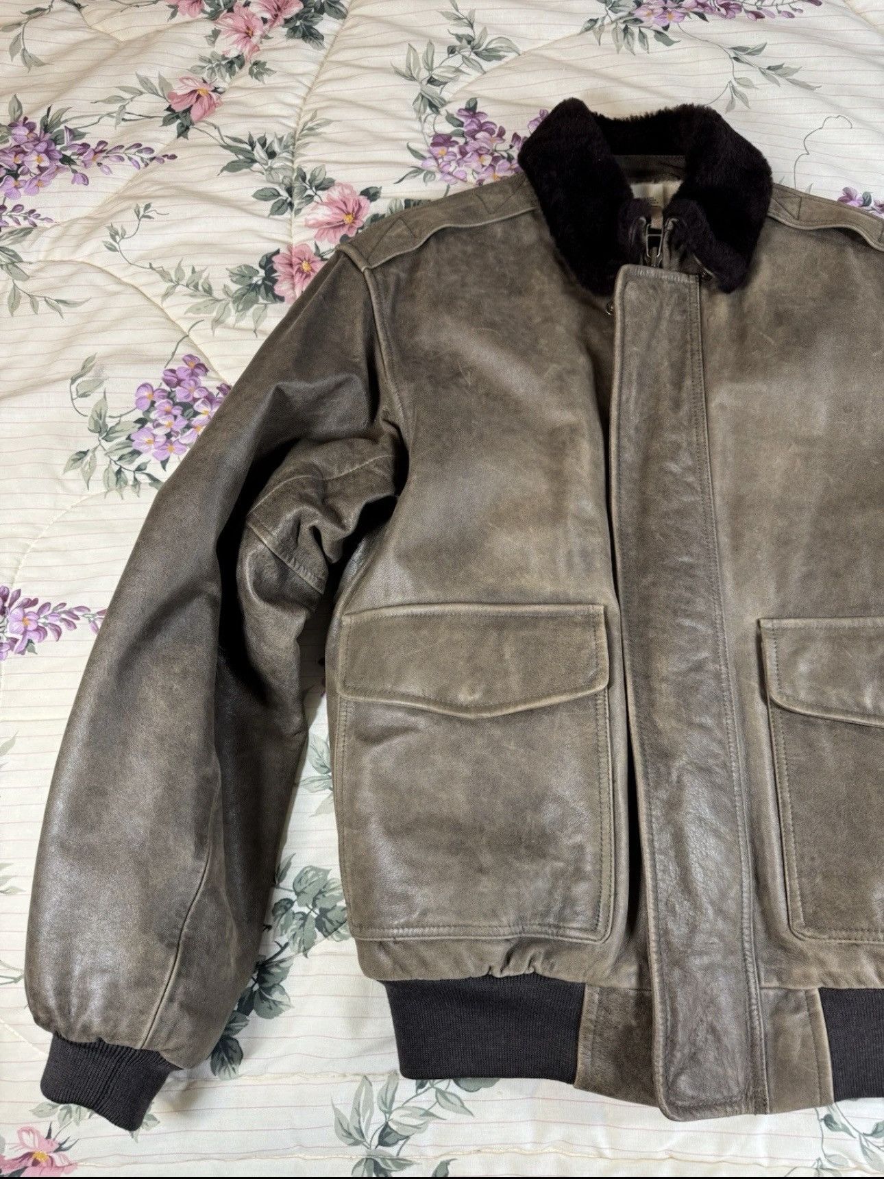 L.L. Bean L.L. Bean Brown Goatskin Leather Shearling Bomber Jacket S Size US S / EU 44-46 / 1 - 2 Thumbnail