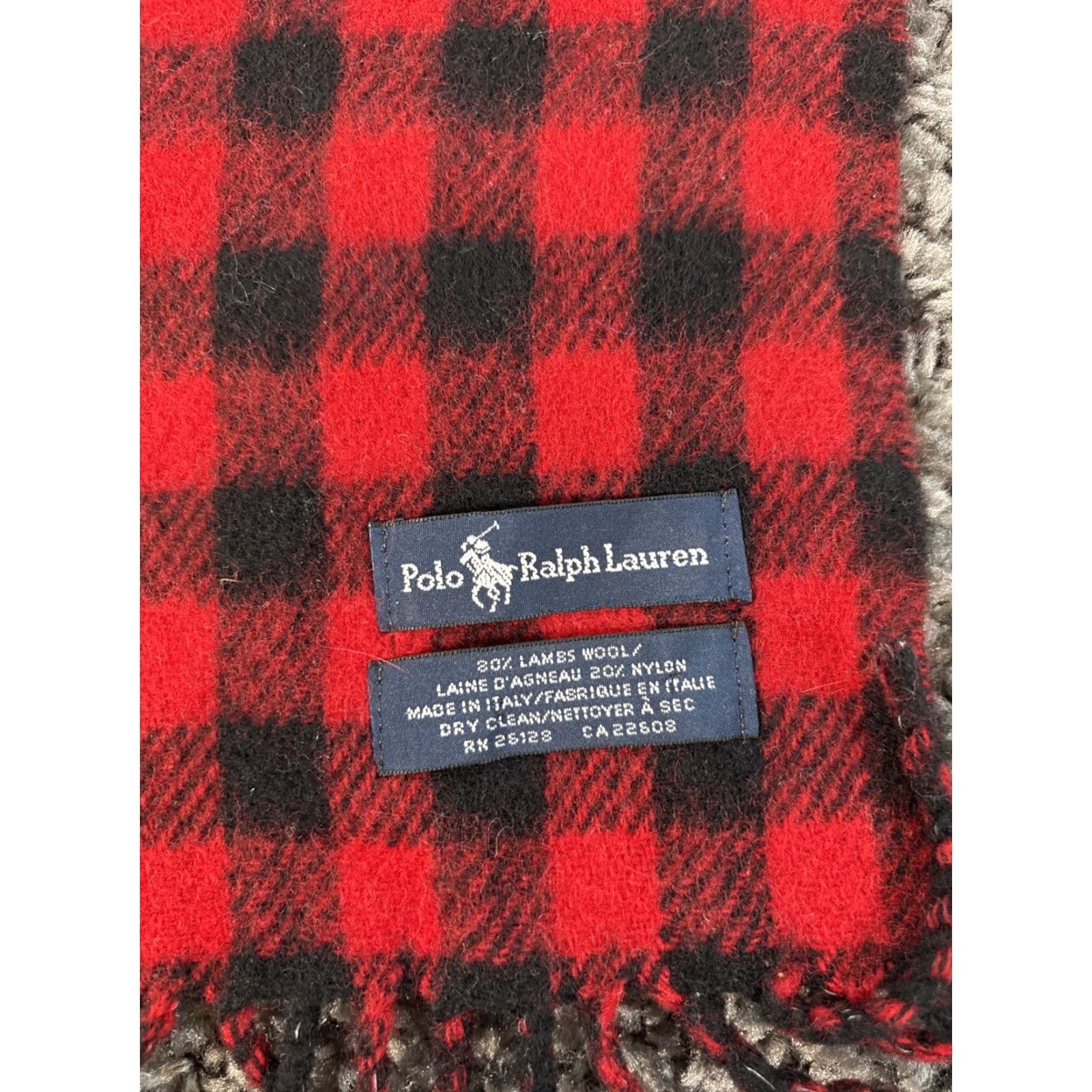 Polo Ralph Lauren VINTAGE Polo Ralph Lauren Scarf 100% Lambswool Plaid Buffalo Red Fringe Pony Logo Unisex One Size 58in x 11.5in Size US M / EU 48-50 / 2 - 2 Thumbnail