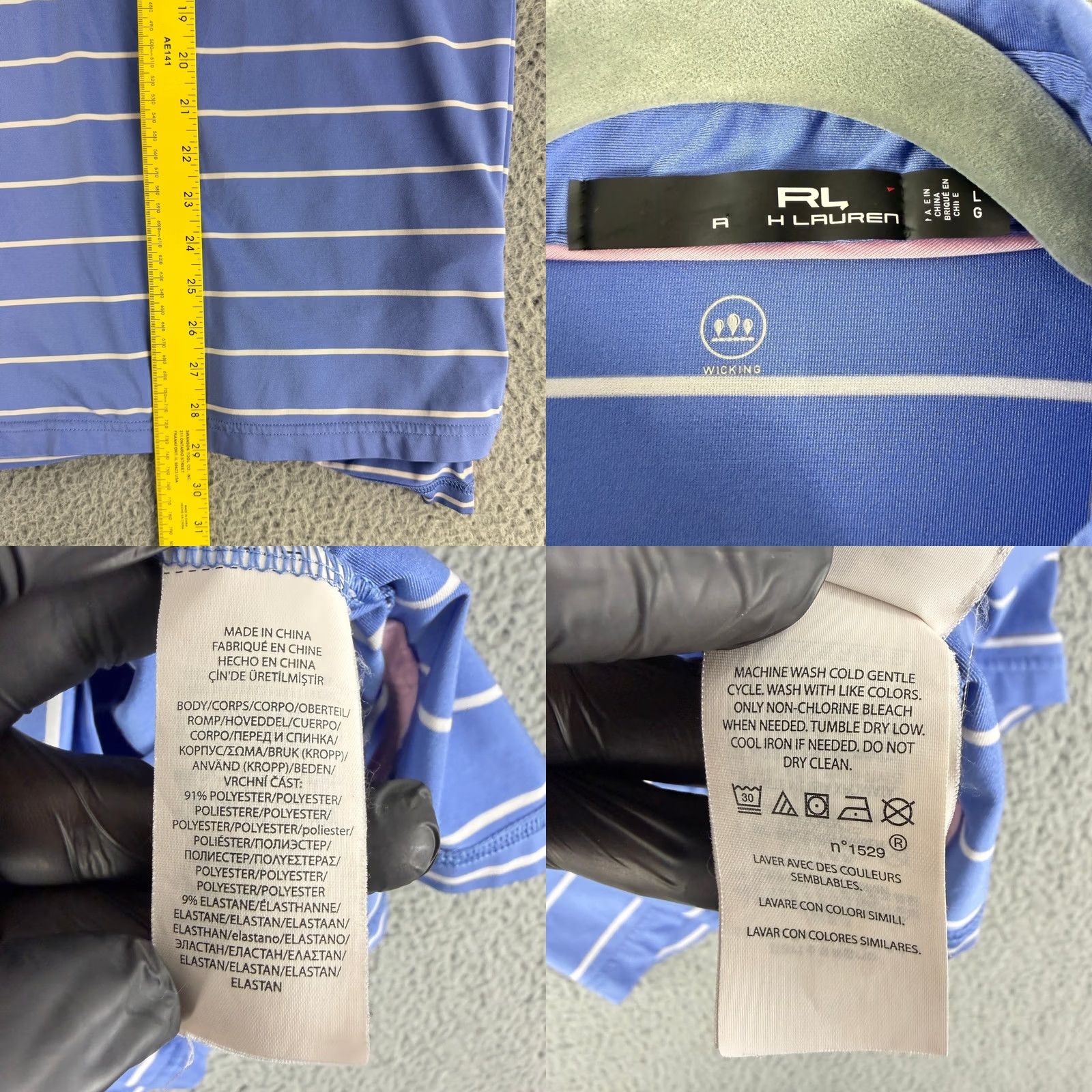 RLX Ralph Lauren RLX Ralph Lauren Polo Shirt Men L Blue Striped Wicking Performance Golf Shirt Size US L / EU 52-54 / 3 - 8 Thumbnail