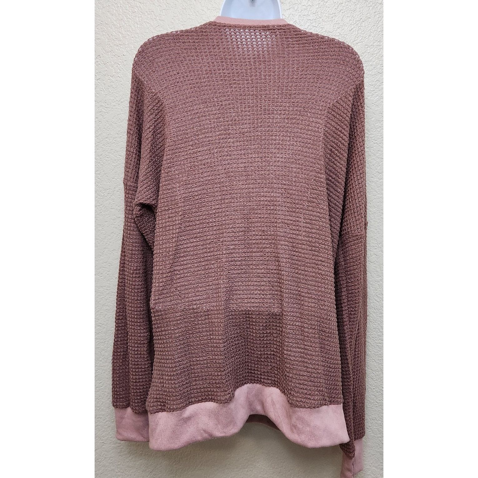 Other Dusty Rose Crisscross Body V Neck Top Large Waffle Knit Size L / US 10 / IT 46 - 3 Thumbnail