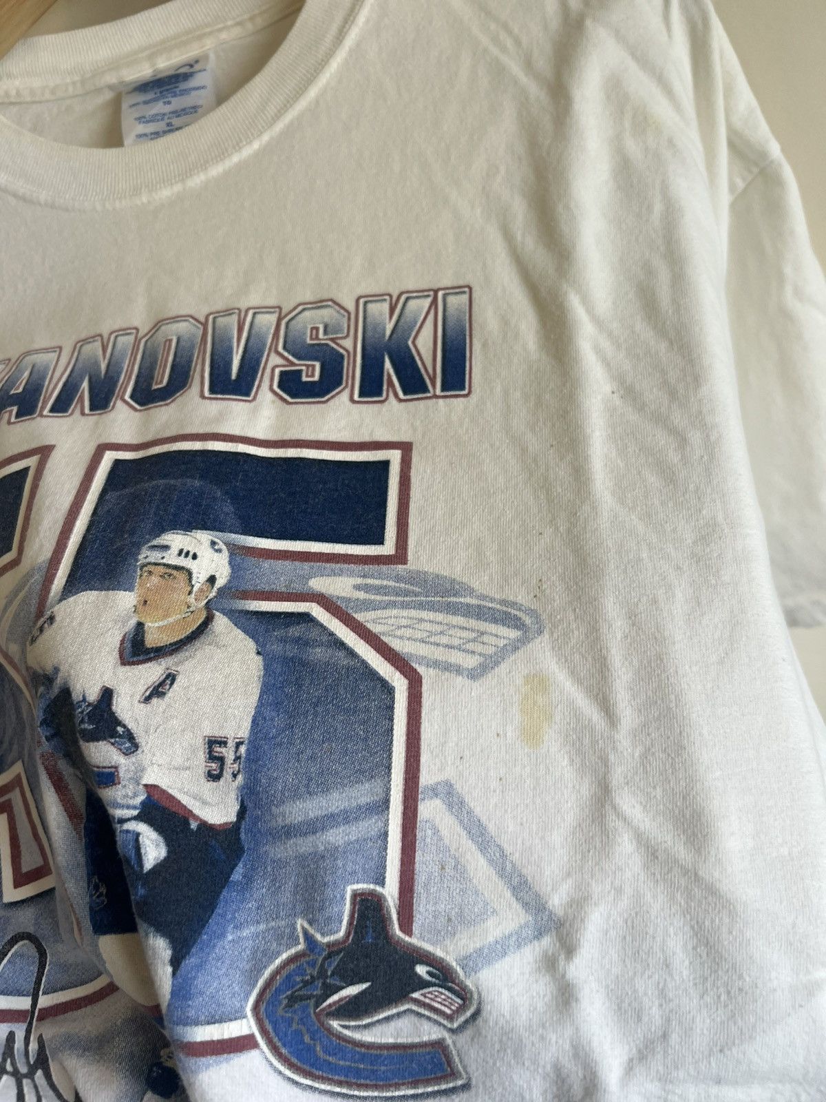 Vintage Vintage Ed Jovanovsky Vancouver Canucks T shirt Size US XL / EU 56 / 4 - 3 Thumbnail