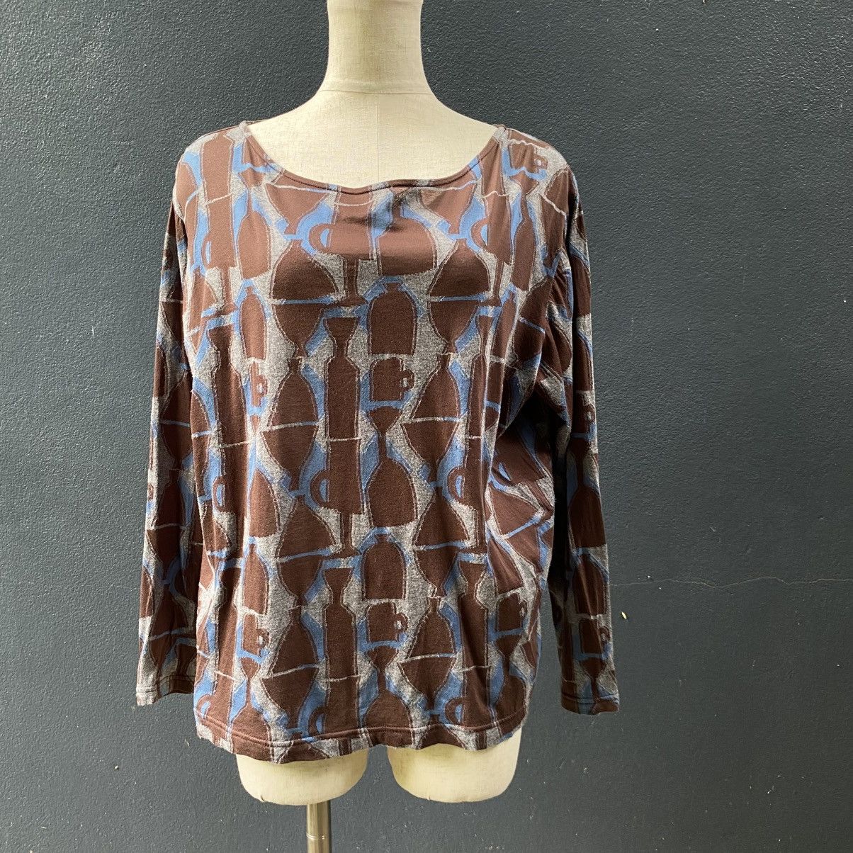 Ne-Net Né-net Brown Geometric Print Long Sleeve Top Size XS / US 0-2 / IT 36-38 - 9 Thumbnail