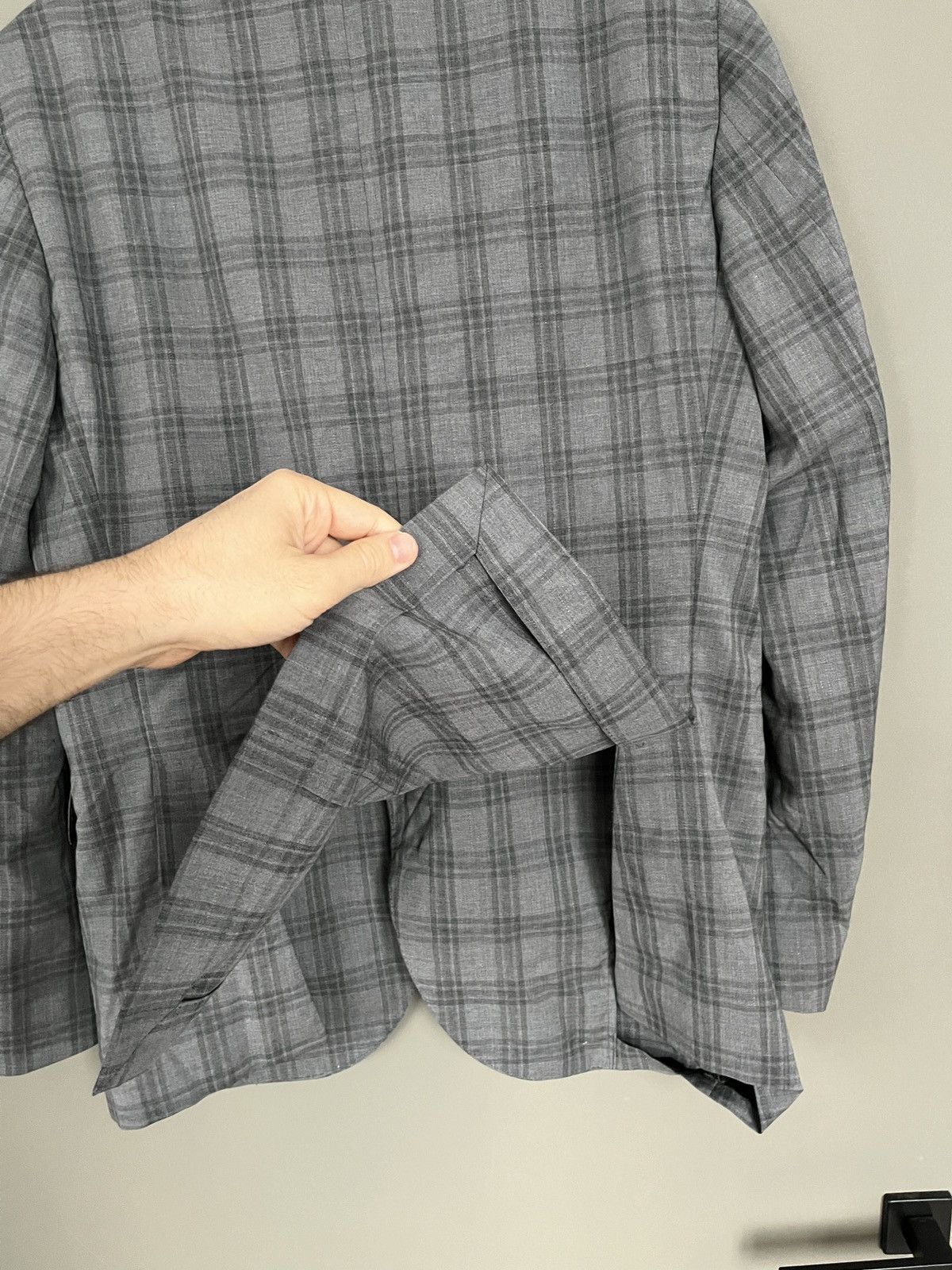 L.B.M. 1911 L.B.M 1911 Gray Check Plaid Wool Blazer Size 50R - 9 Thumbnail