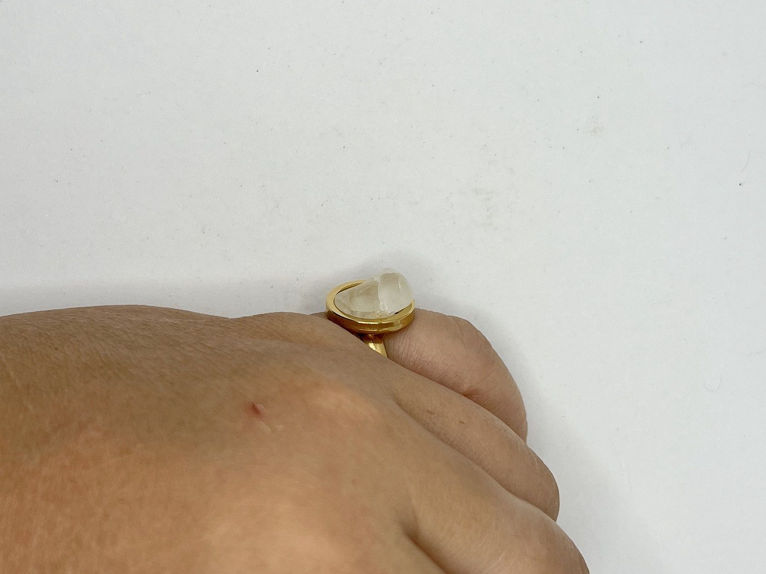 Handmade Moon Quartz Gold Stainless Steel Ring - size 7.75 Size ONE SIZE - 5 Thumbnail