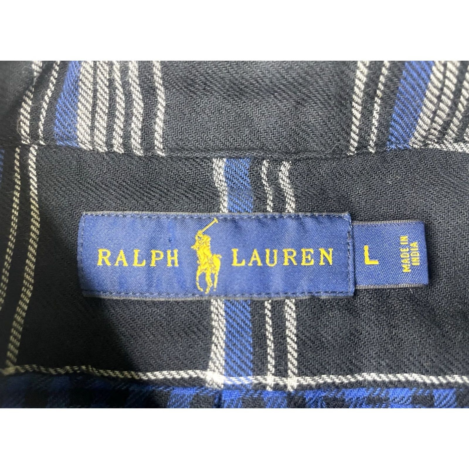 Ralph Lauren POLO RALPH LAUREN Mens Large Sport Shirt Blue Black COTTON DOUBLE FACED PLAID Size US L / EU 52-54 / 3 - 4 Thumbnail