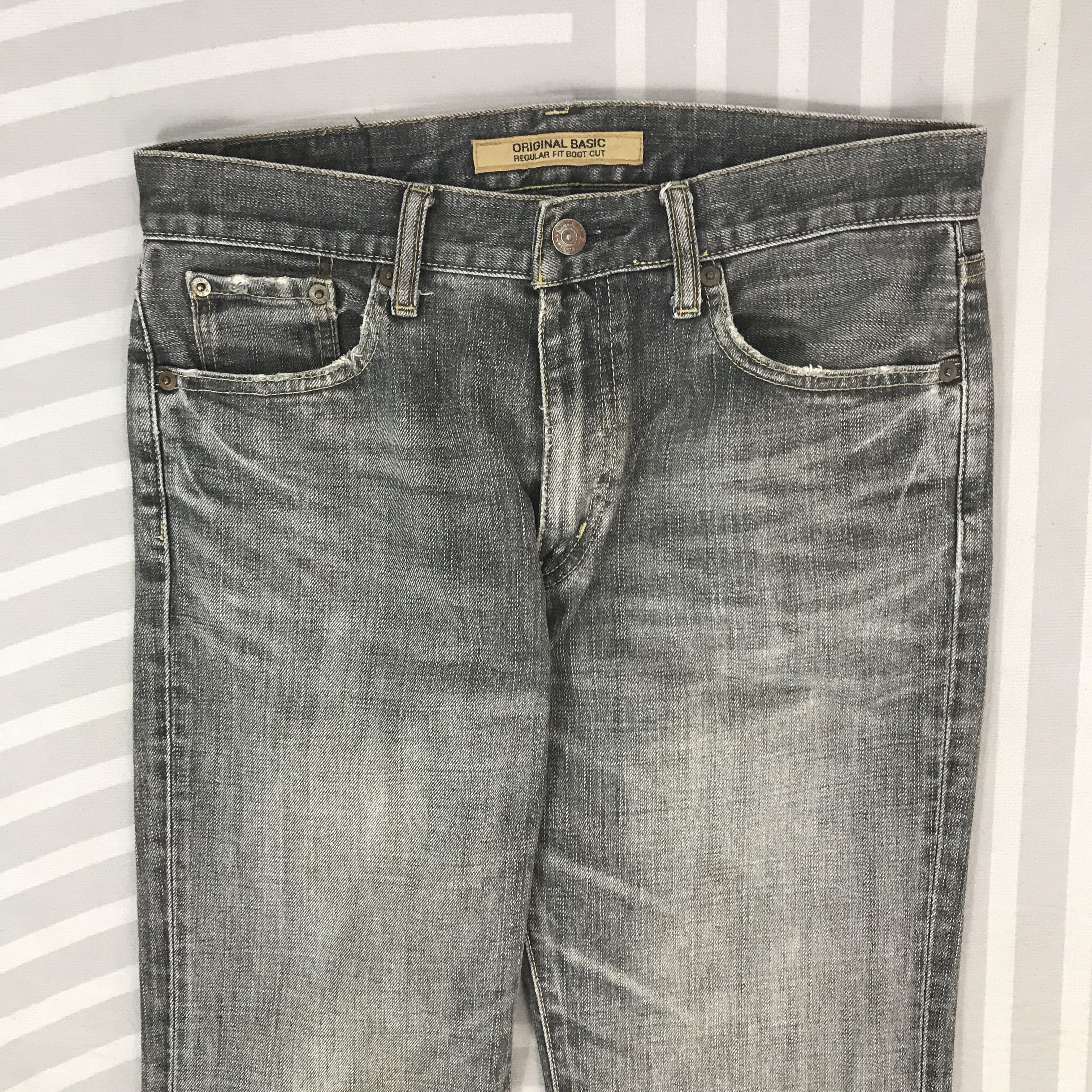 Japanese Brand Flare Japanese Uniqlo Distressed Denim black pants K54B11 Size US 30 / EU 46 - 2 Thumbnail