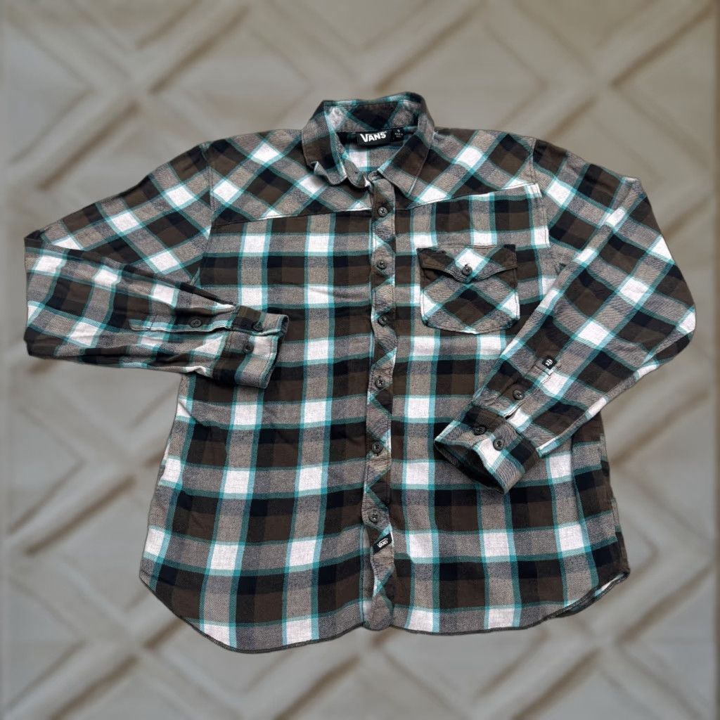 Vans VANS Shirt Men Small S Brown Teal Plaid Cotton Flannel Button-Up Vintage: Fall Collection 2010 Casual Streetwear Size US S / EU 44-46 / 1 - 1 Thumbnail