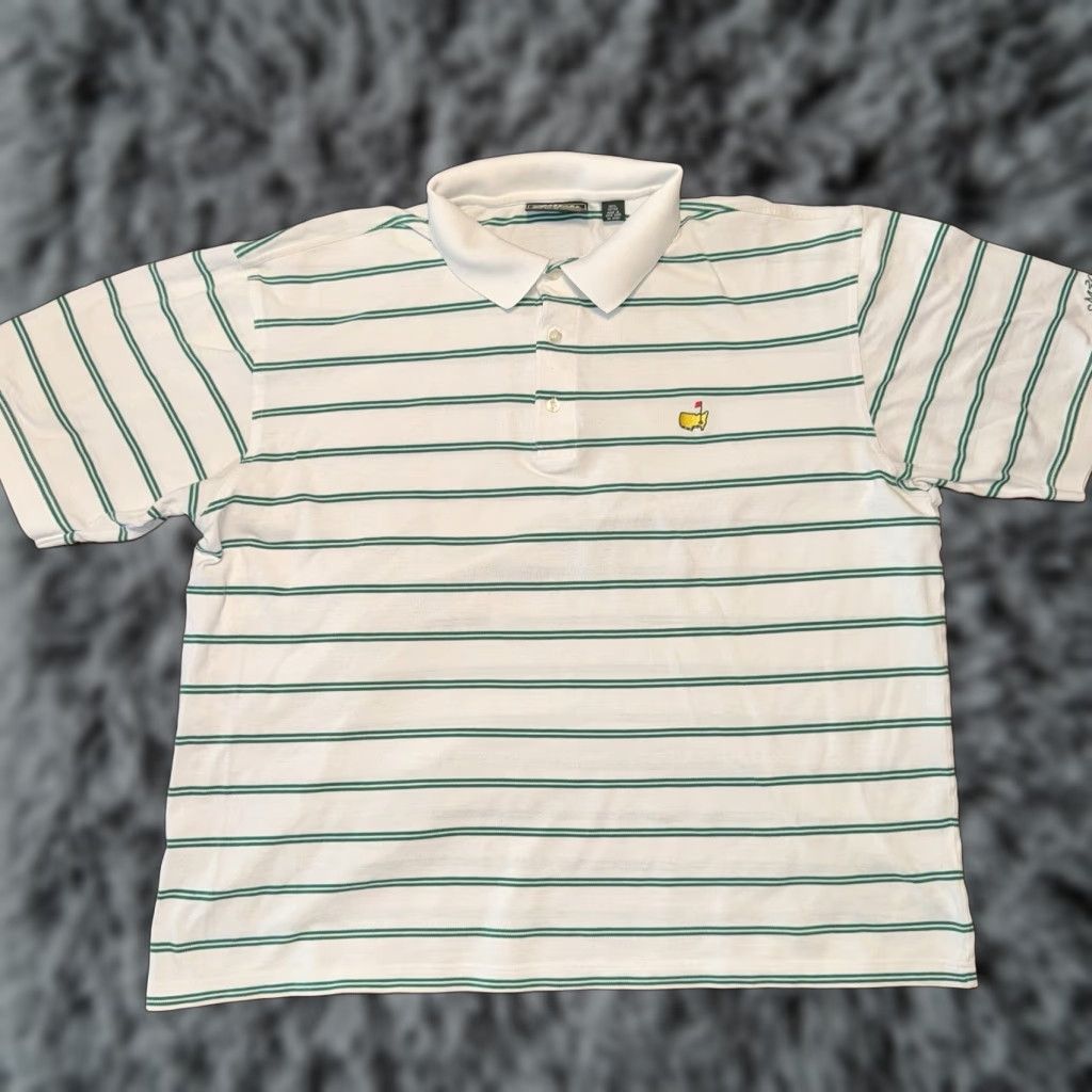 Vintage Masters Collection Polo Shirt Men’s XL 2013 Golf Logo White Green Striped Polo Shirt Men’s XL 2013 Golf Logo White Green Striped Size US XL / EU 56 / 4 - 1 Thumbnail