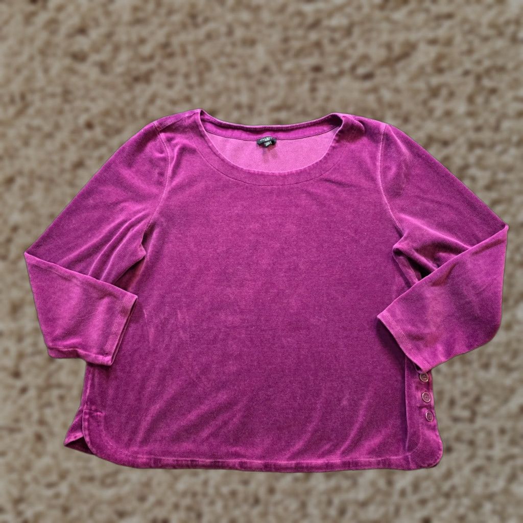 Talbots Talbots Top Womens XL Petite Purple Velour Sweater Long Sleeve Buttons Casual Size XL / US 12-14 / IT 48-50 - 1 Thumbnail