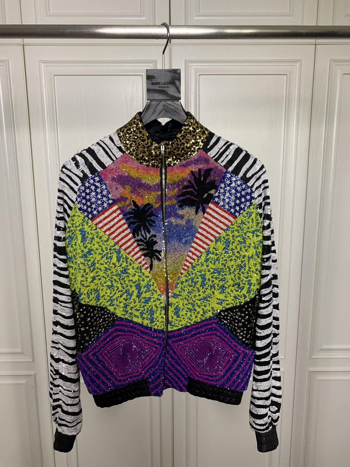Saint Laurent Paris Saint Laurent 2016SS Palm tree sequins bomber jacket Size US S / EU 44-46 / 1 - 1 Thumbnail