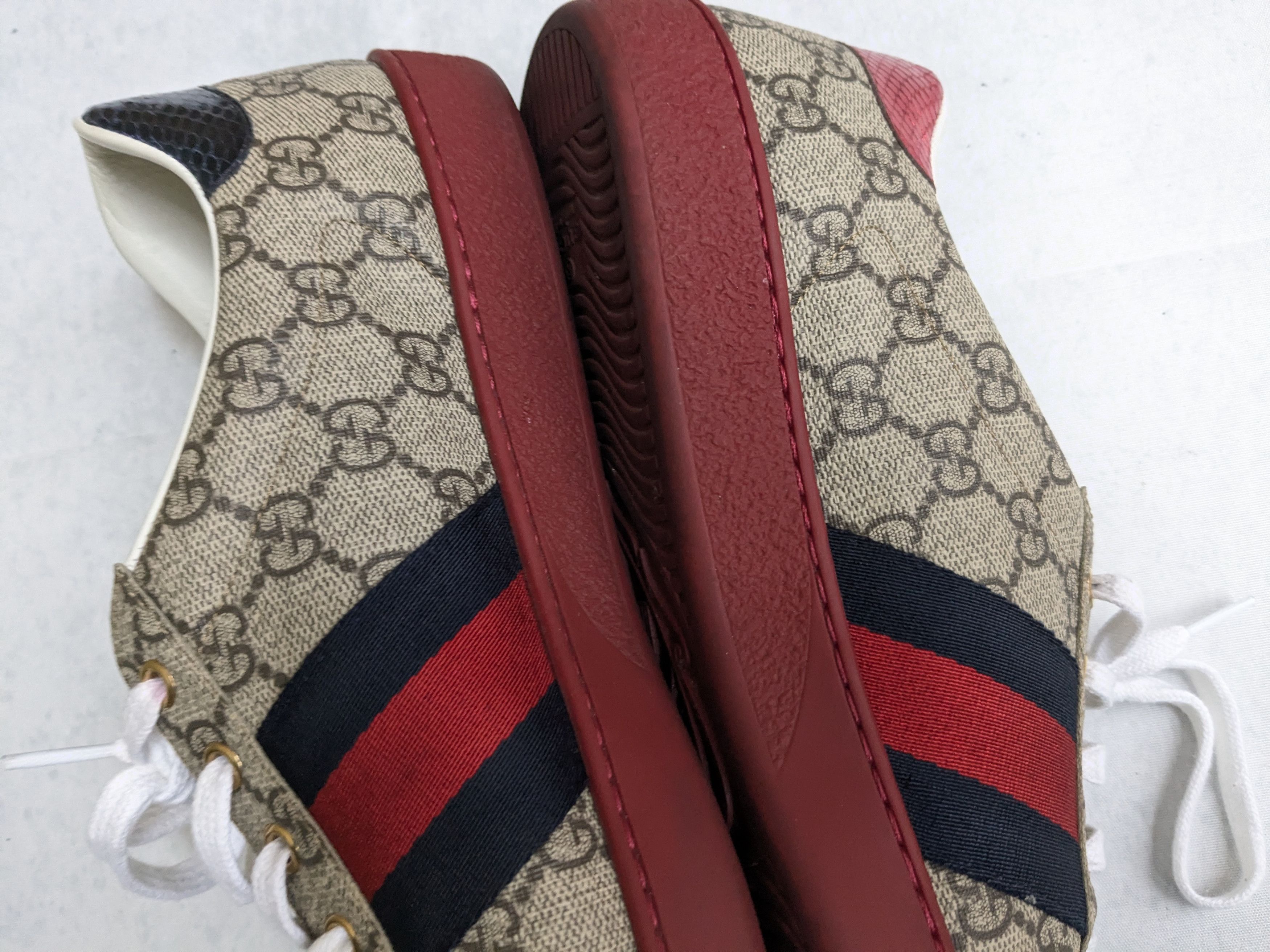 Gucci Gucci Ace Supreme Sneakers 12.5 Monogram Logo Red Size US 12.5 / EU 45-46 - 9 Thumbnail