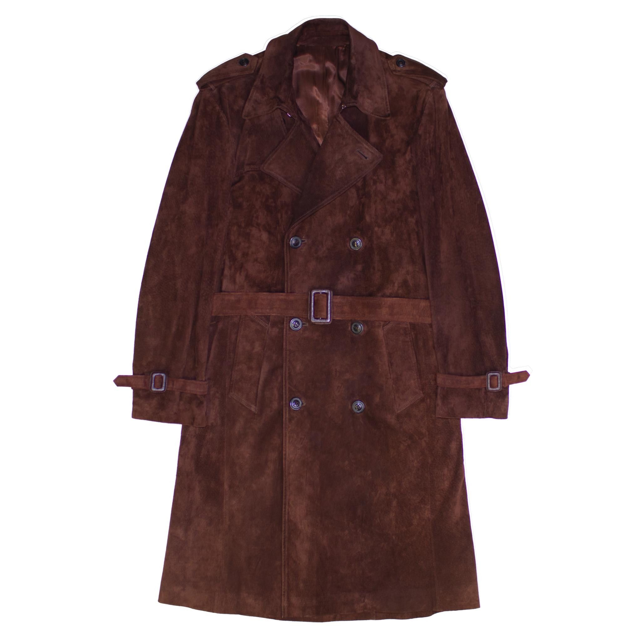 Maison Margiela Suede Trench Coat Slim Fit Size 50