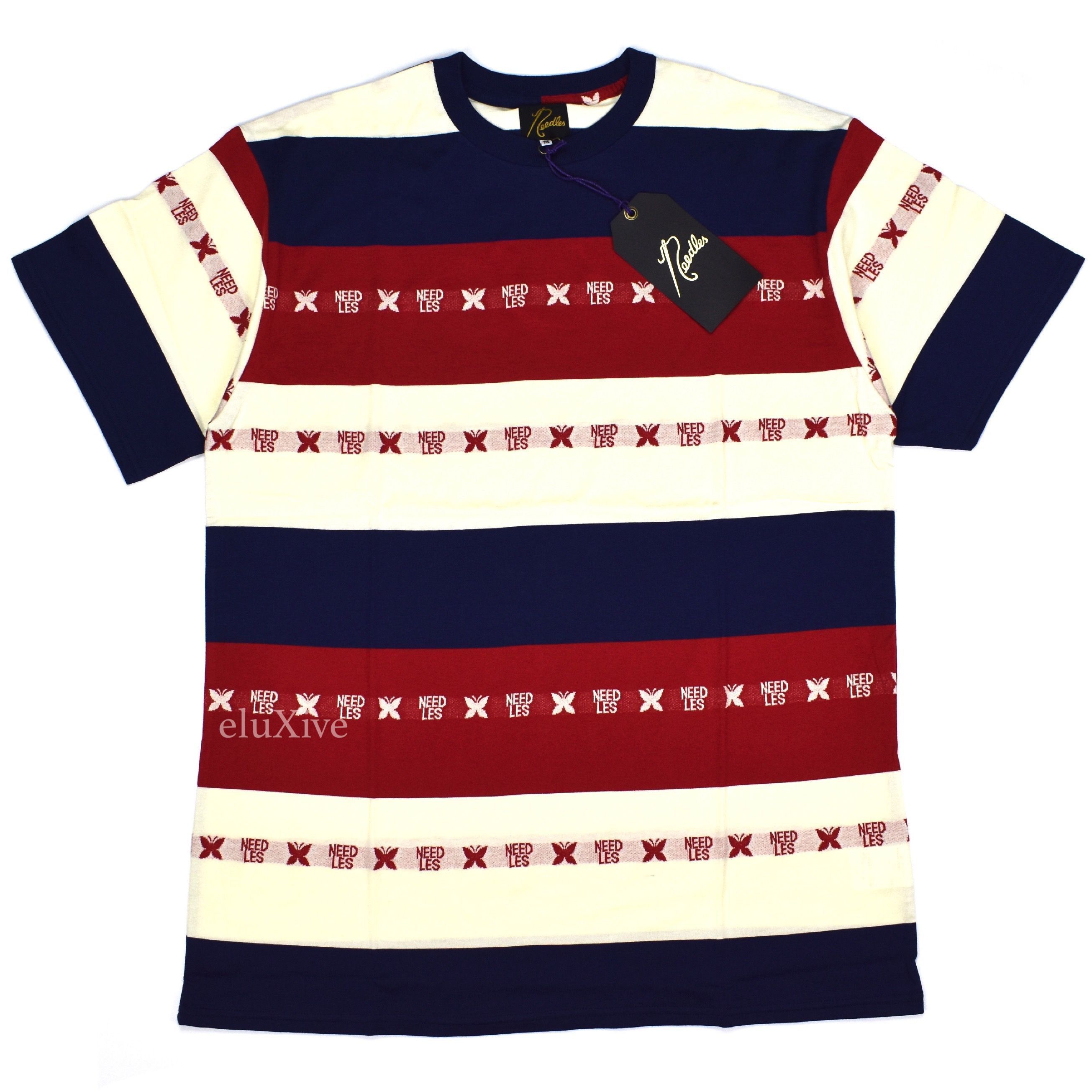 Needles Needles Butterfly Logo Jacquard Stripe Knit T-Shirt NWT Size US M / EU 48-50 / 2 - 1 Preview