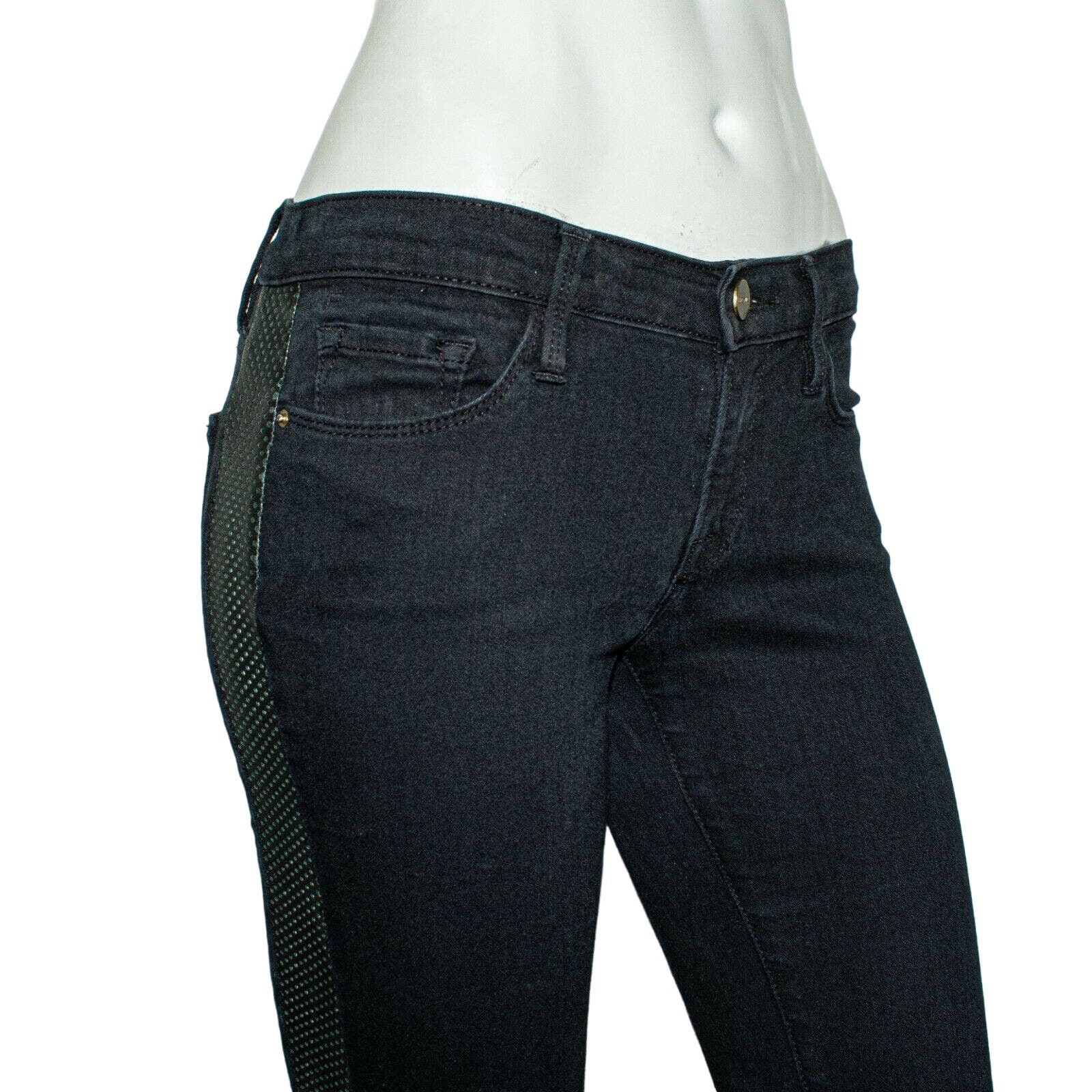 Frame FRAME Denim Le Skinny Tuxe Jeans in Black w Faux Mesh Panel Size 25" / US 0 / IT 36 - 10 Thumbnail