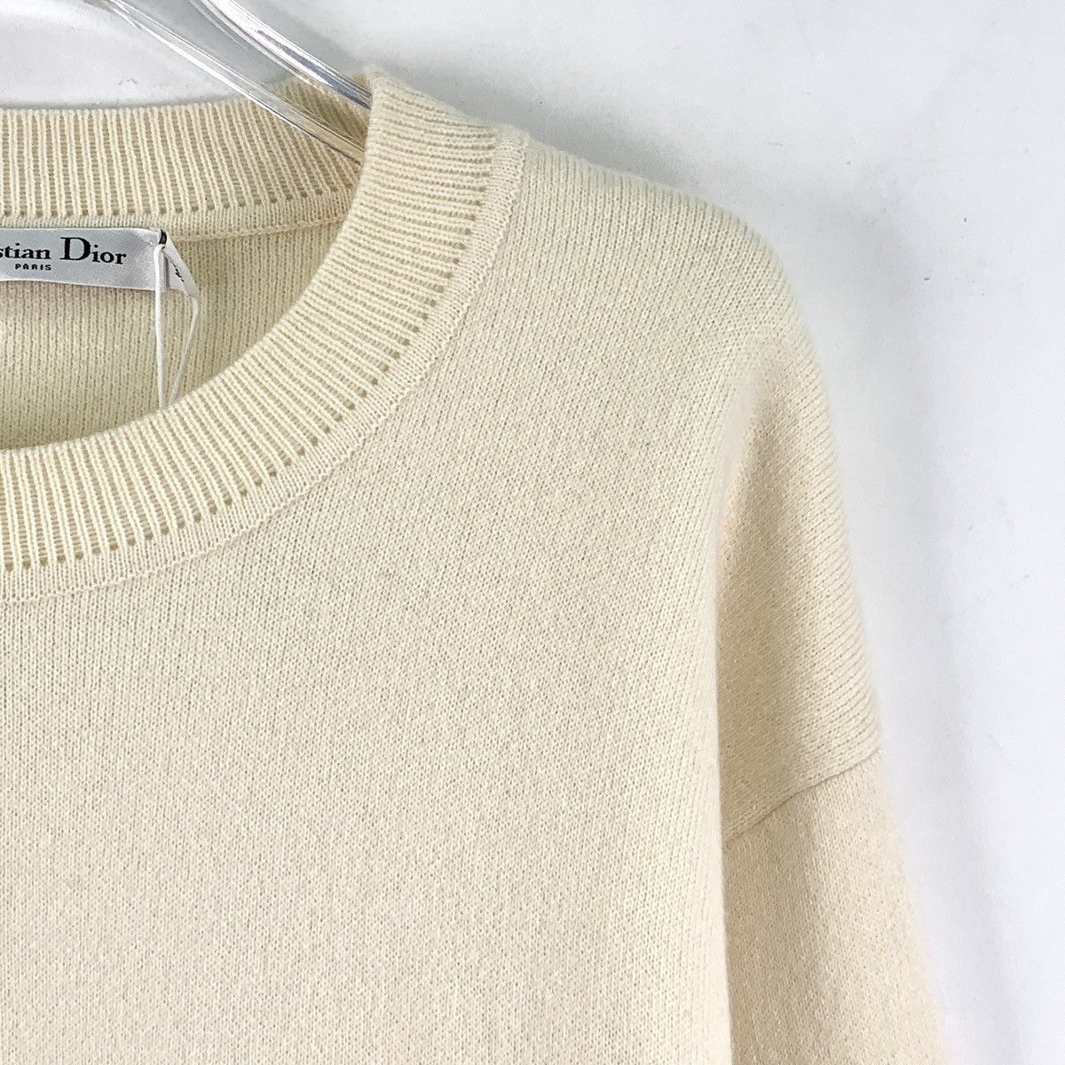 Dior Dior Beige Striped Trim Cashmere Long Sleeve Knitwear K26WX Size XS / US 0-2 / IT 36-38 - 3 Thumbnail