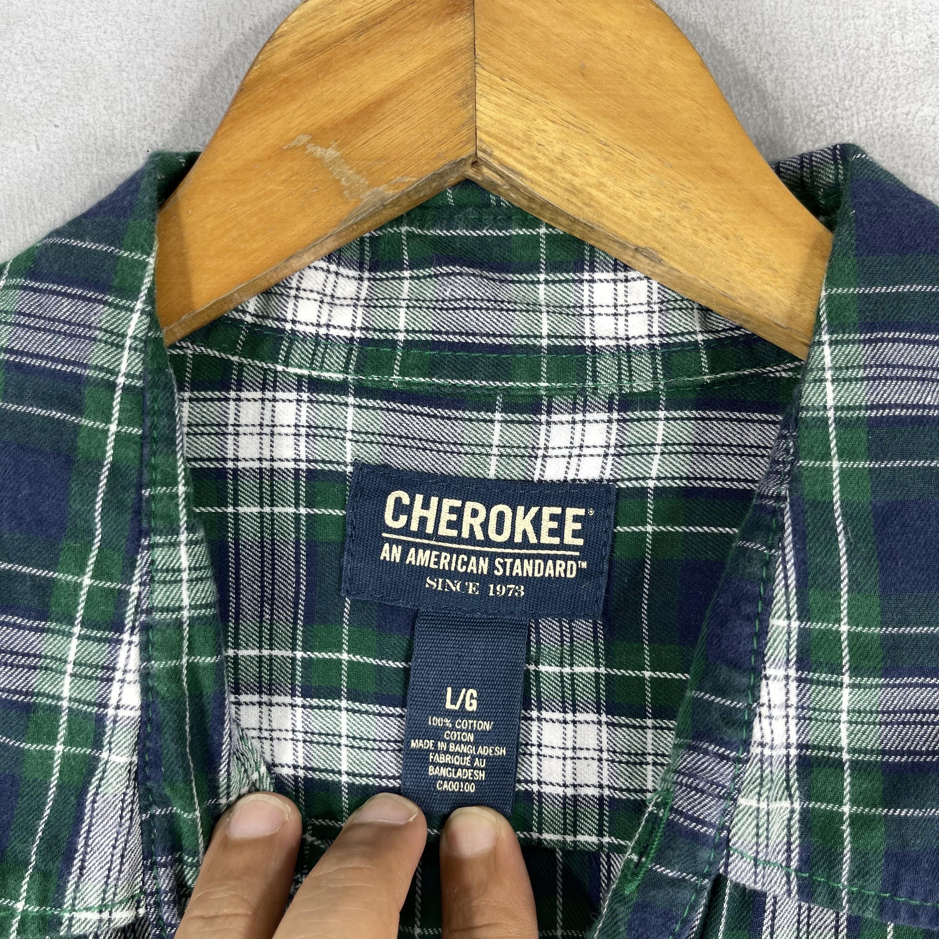 Cherokee × Flannel Vintage Plaid Checkered Green Tartan Flannel Button Up Size US L / EU 52-54 / 3 - 5 Thumbnail