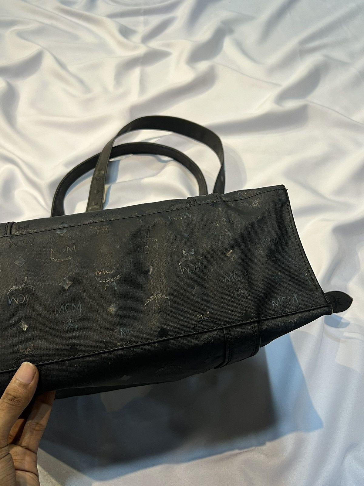 Designer × MCM × Vintage MCM 80’s MONOGRAM COATED CANVAS TOTE BAG BLACK Size ONE SIZE - 13 Thumbnail
