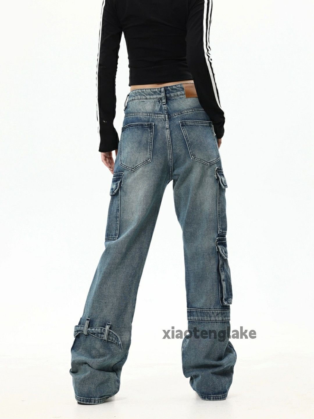 Jean × Vintage Unisex washed faded utility punk grunge cargo jeans Size US 32 / EU 48 - 2 Thumbnail
