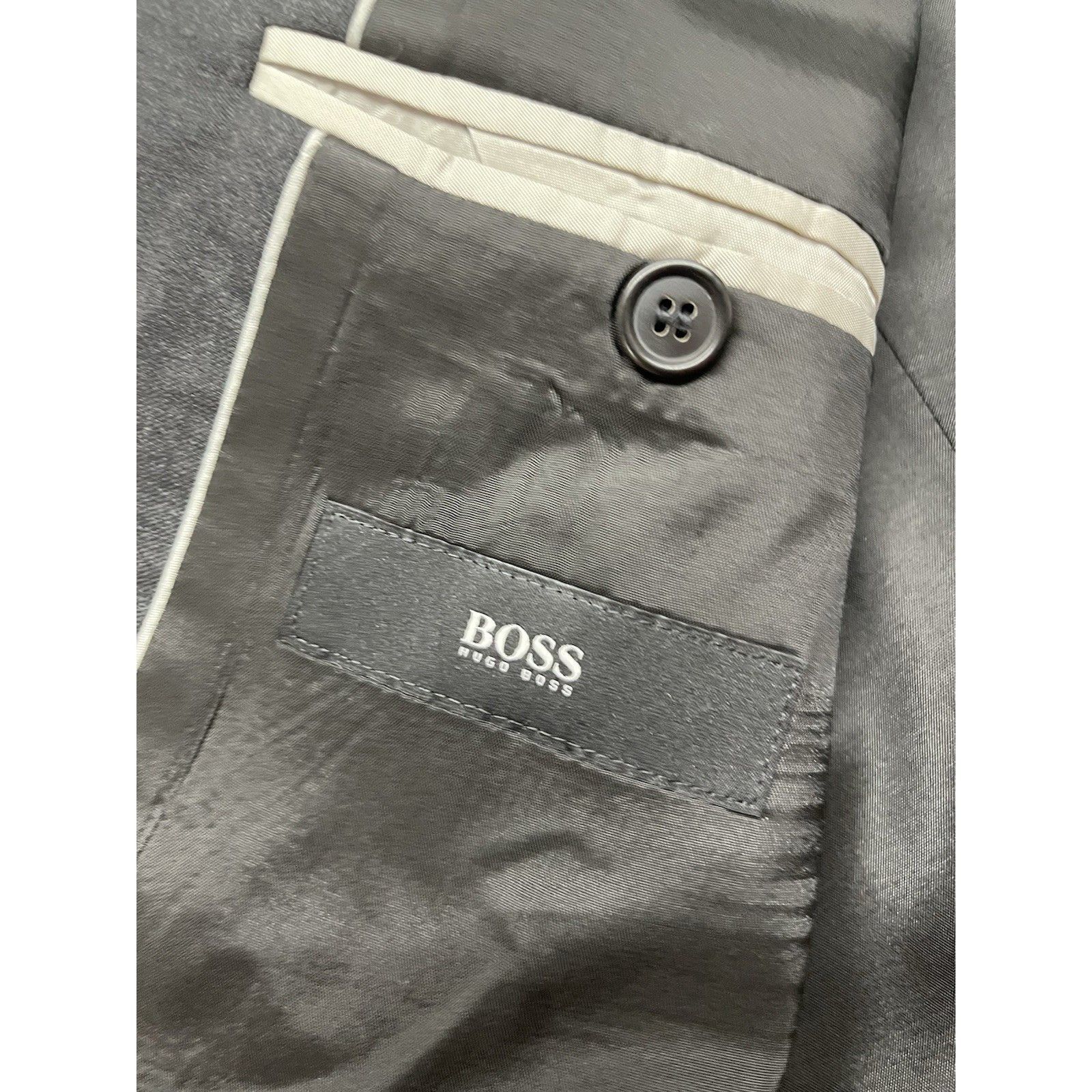 Other BOSS Hugo Boss 40R Super 100 Virgin Wool Gray Suit Jacket Bl Size 40R - 3 Thumbnail