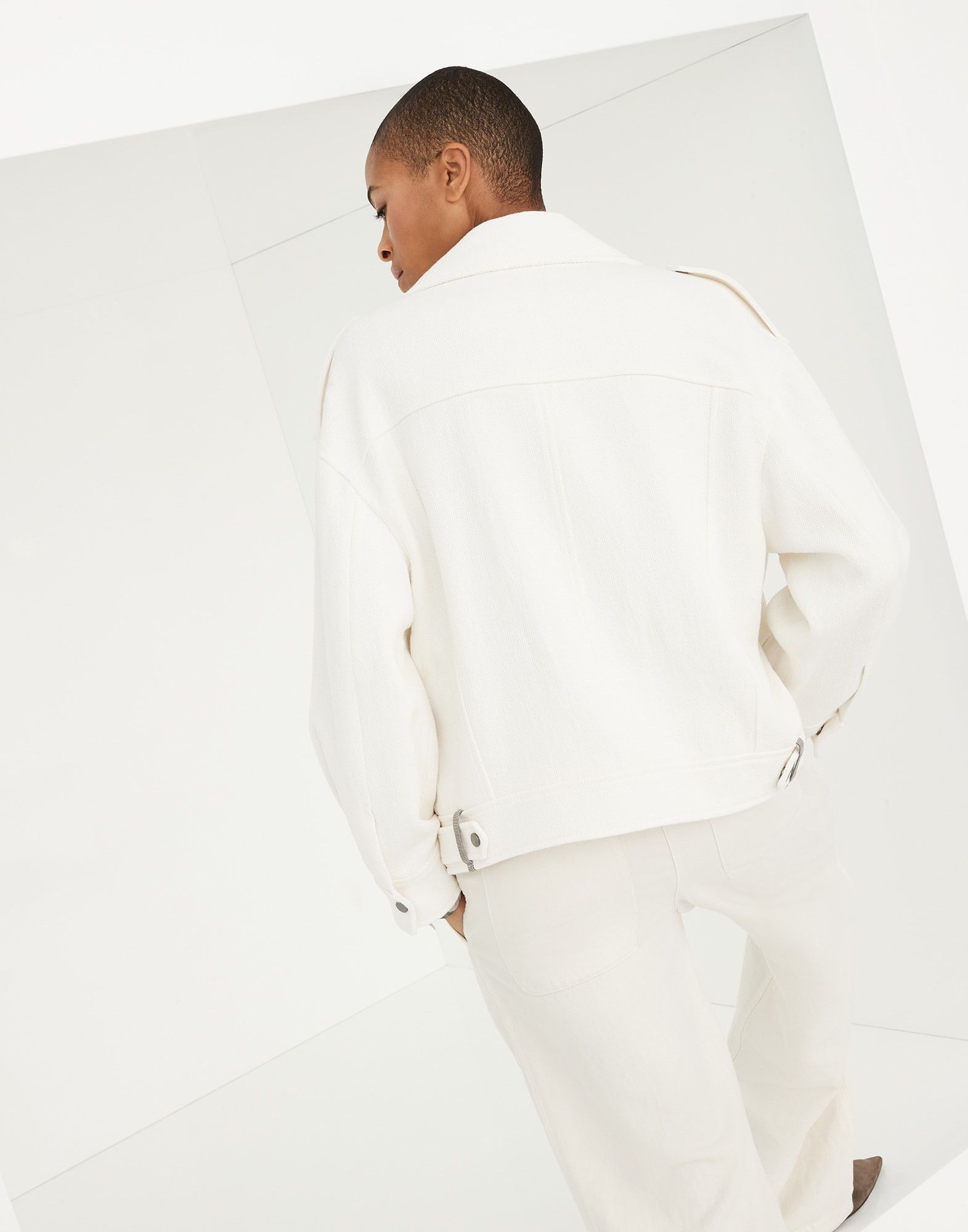 Brunello Cucinelli o1la1rc1a0425 Jacket in White Size M / US 6-8 / IT 42-44 - 4 Thumbnail