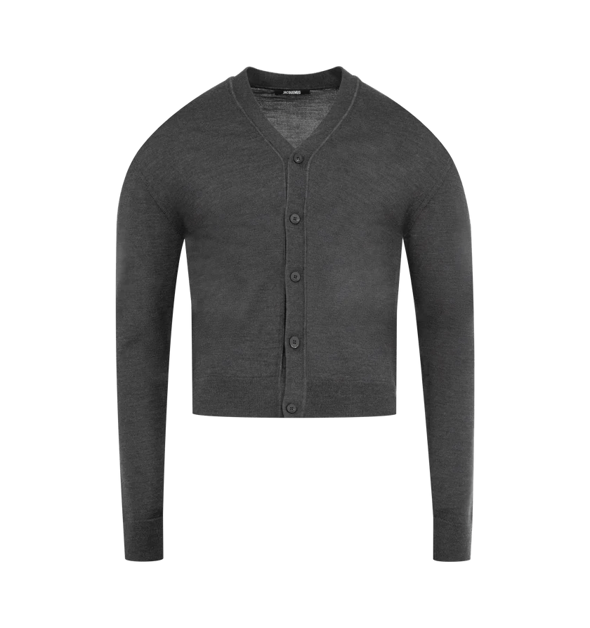 Jacquemus o1h1sh11225 Le Cardigan Brode Cardigan in Dark Grey Size US L / EU 52-54 / 3 - 1 Thumbnail