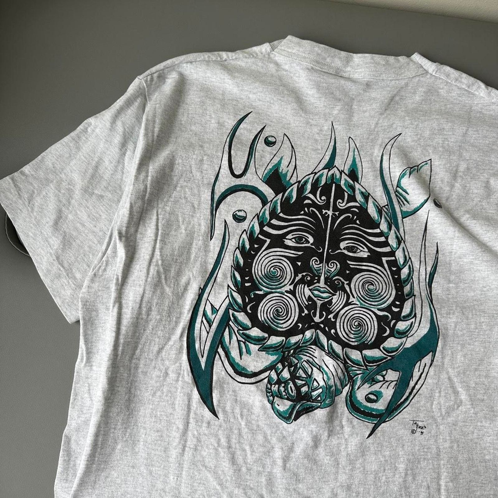 Vintage Vintage 90s Tattees Tattoo Tribal Gothic Grunge Graphic Tee Size US XL / EU 56 / 4 - 2 Thumbnail