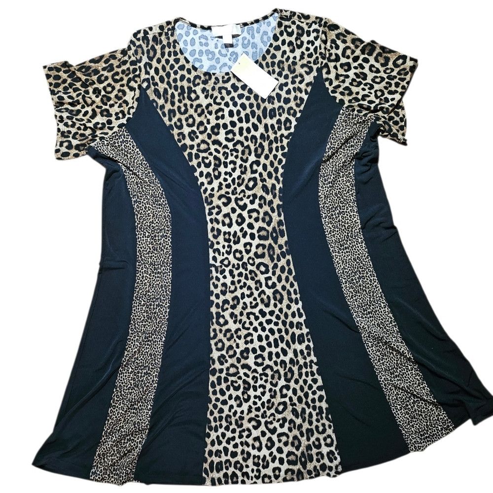 Michael Kors NWT Michael Kors Leopard Print Black Panels Dress 2X Women Size XXL / US 16-18 / IT 52-54 - 1 Thumbnail