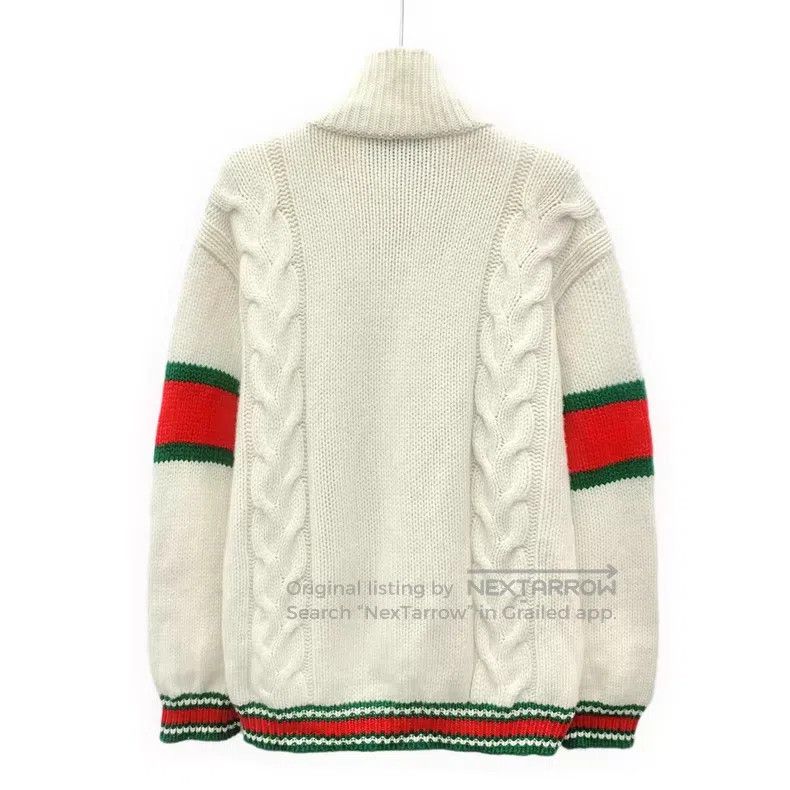 Gucci Gucci Beige striped trim twisted wool stand-up collar zipp Size US S / EU 44-46 / 1 - 2 Thumbnail