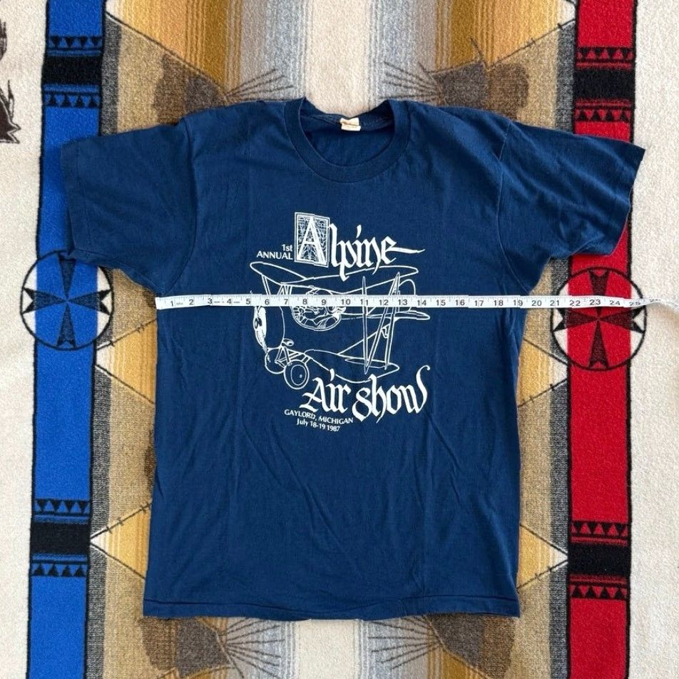 Vintage VINTAGE 80s Alpine Air Show Planes Airplane T-Shirt Size Medium Made In USA Blue Crew Neck Short Sleeve Men M Size US M / EU 48-50 / 2 - 4 Thumbnail