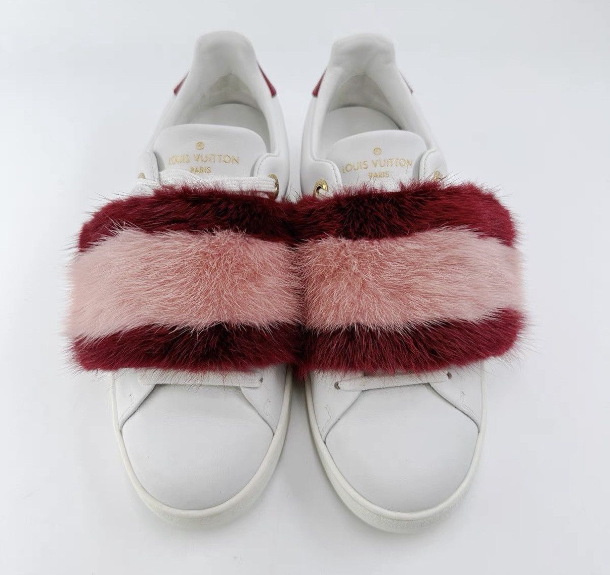 Louis Vuitton Louis Vuitton Block Mink Fur White Sneakers K12 Size US 7 / IT 37 - 2 Thumbnail