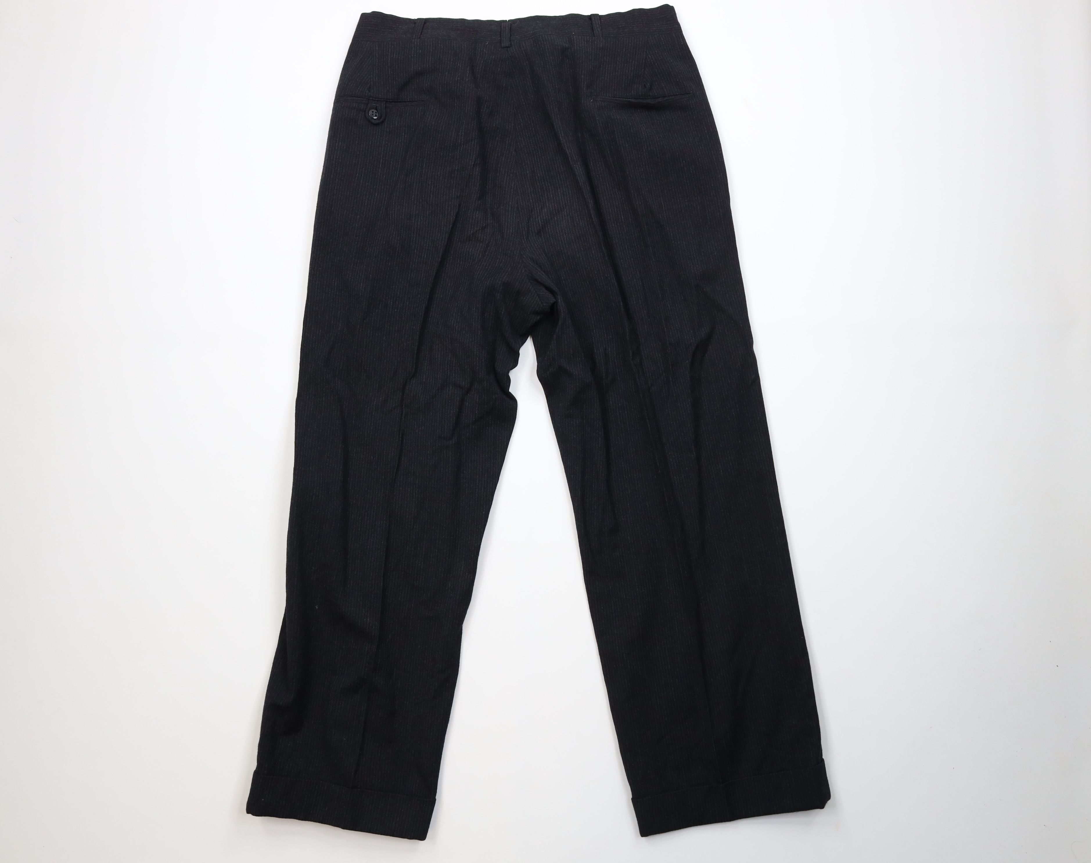 Vintage Vintage 50s Rockabilly Wool Striped Wide Leg Chino Pants USA Size US 36 / EU 52 - 8 Thumbnail