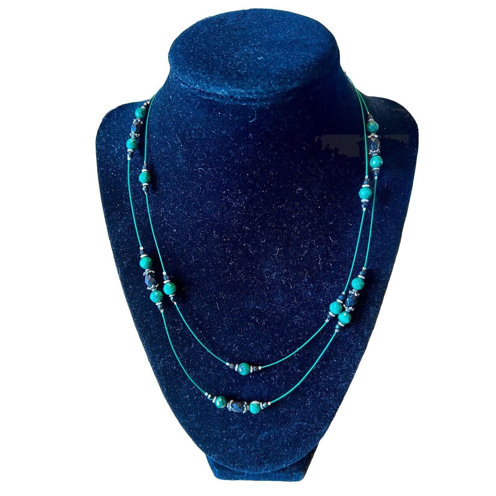 Other Women’s Silver Tone Malachite Glass Beaded 2xStrand Necklace Size ONE SIZE - 1 Thumbnail