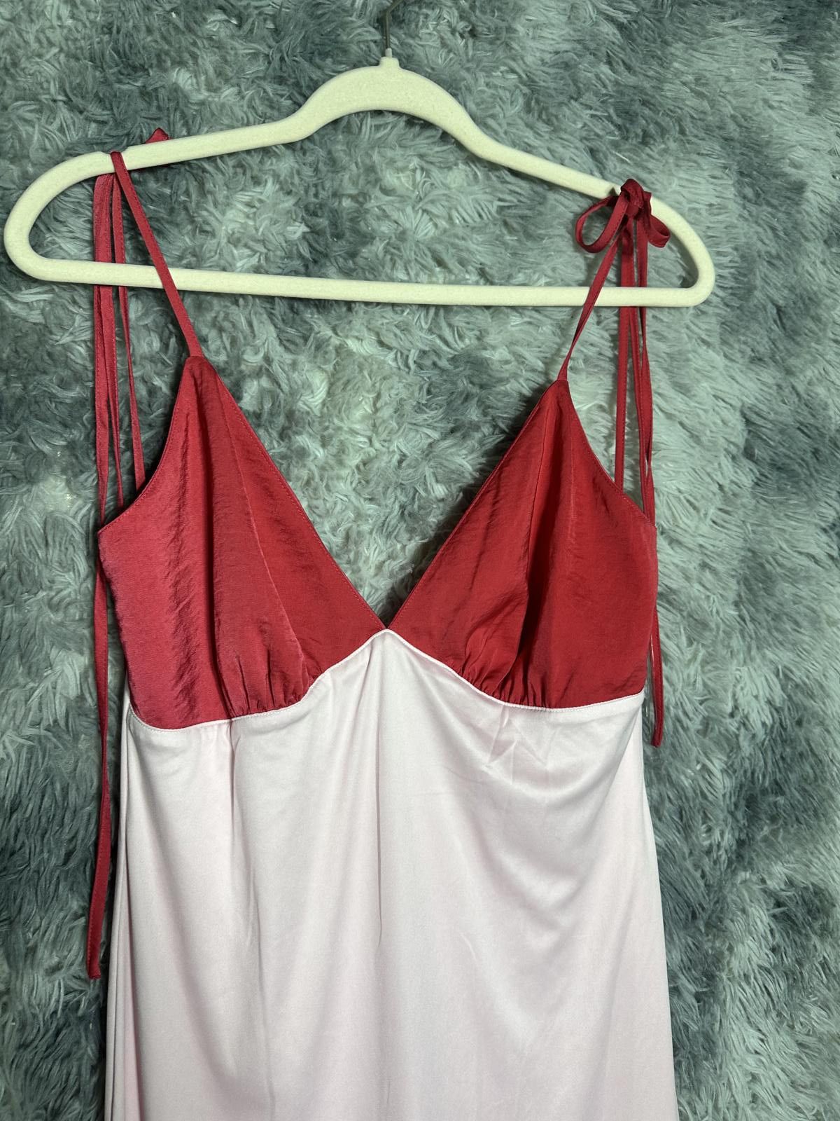 Unknown London Two-Tone Satin Slip Dress with Tie Straps Size ONE SIZE - 2 Thumbnail