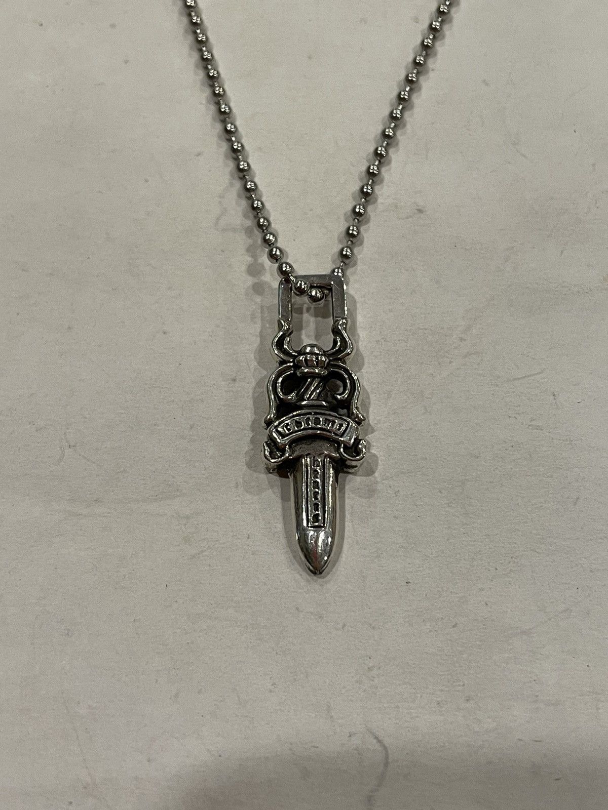 Chrome Hearts RARE Chrome Hearts Dagger Pendant Silver Ball Chain ...