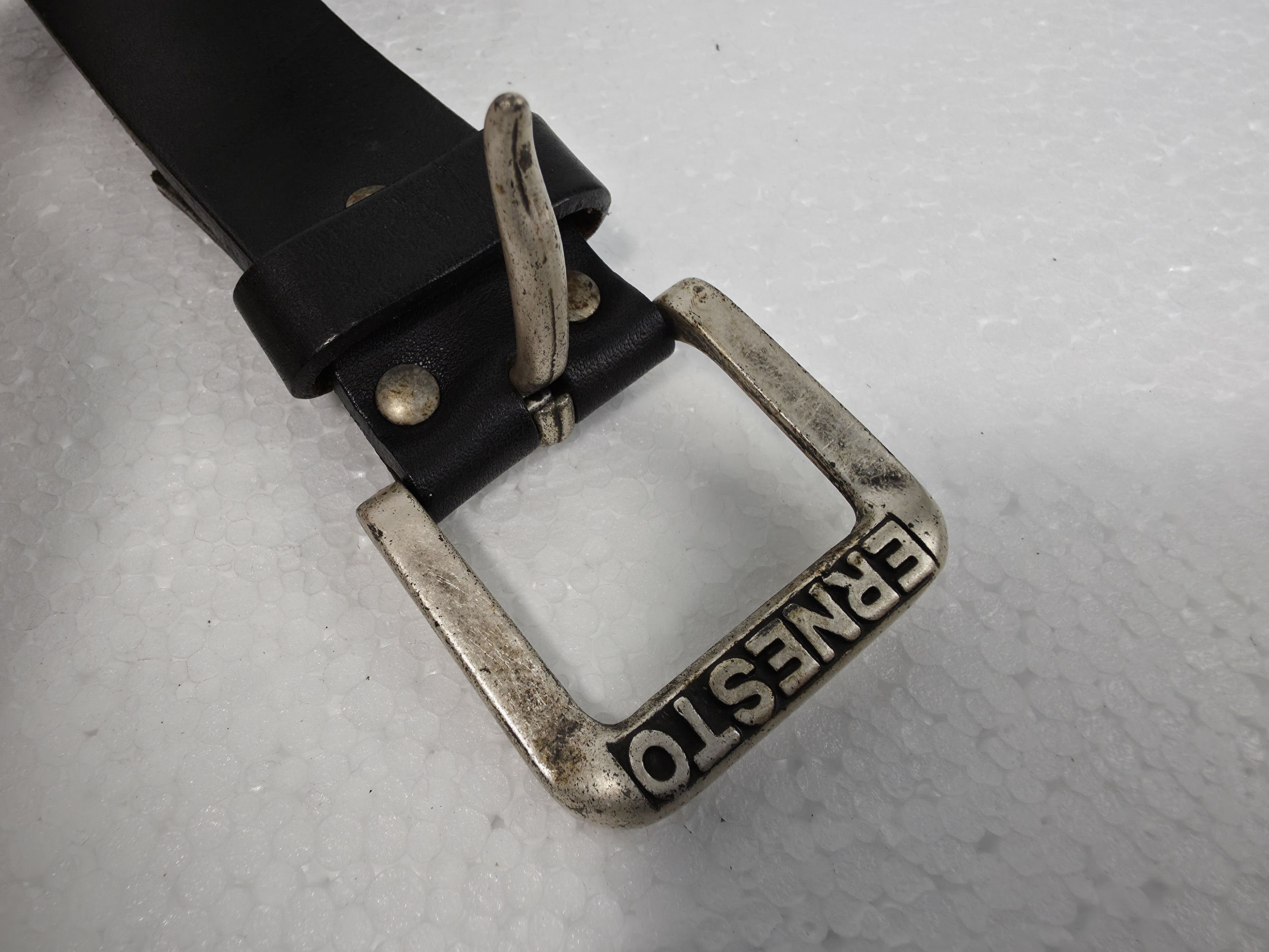 Vintage Ernesto. Vintage leather belt with massive metal buckle Size ONE SIZE - 9 Thumbnail
