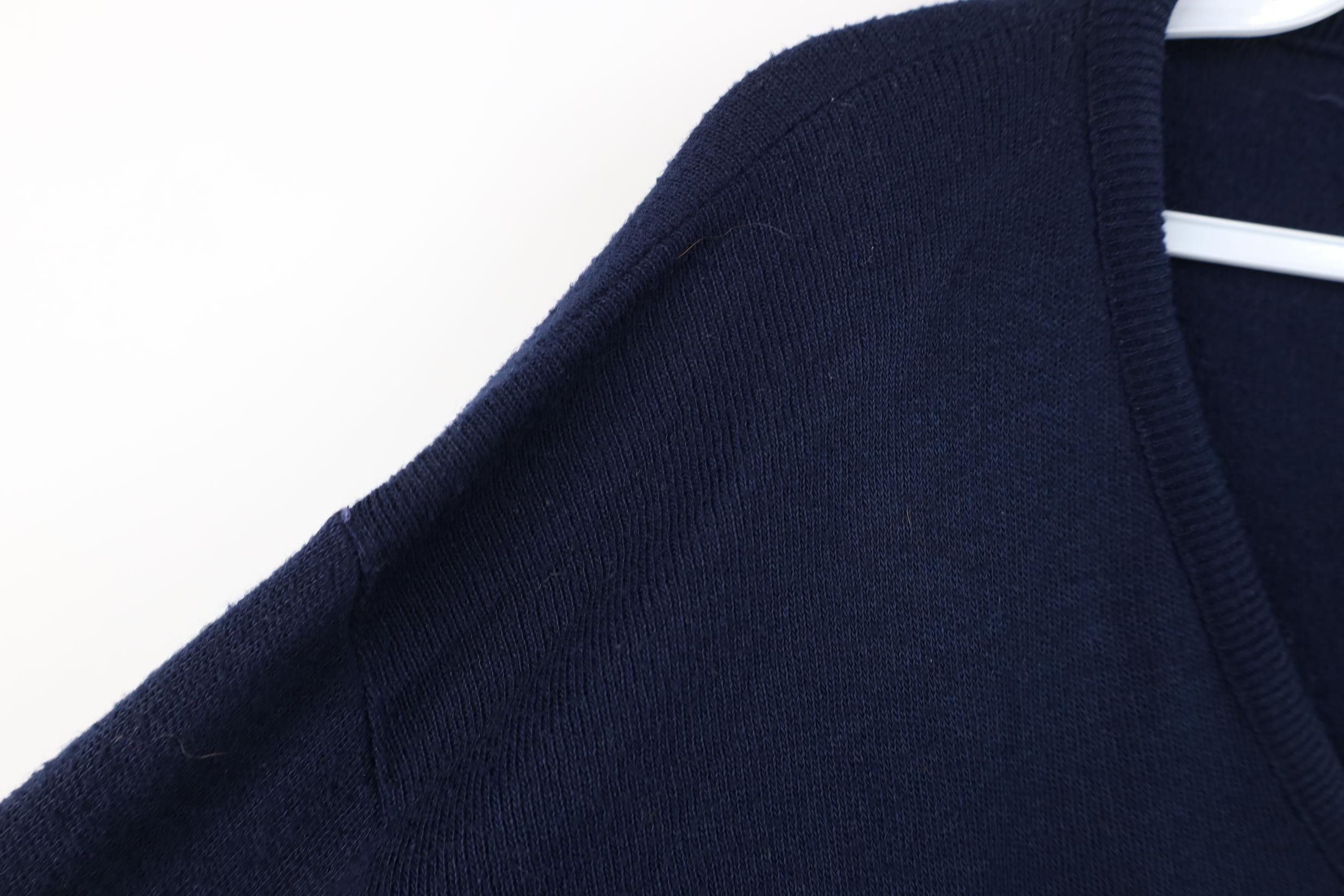 Vintage Vintage 70s Streetwear Blank Knit V-Neck Sweater Navy Blue Size US XL / EU 56 / 4 - 7 Thumbnail