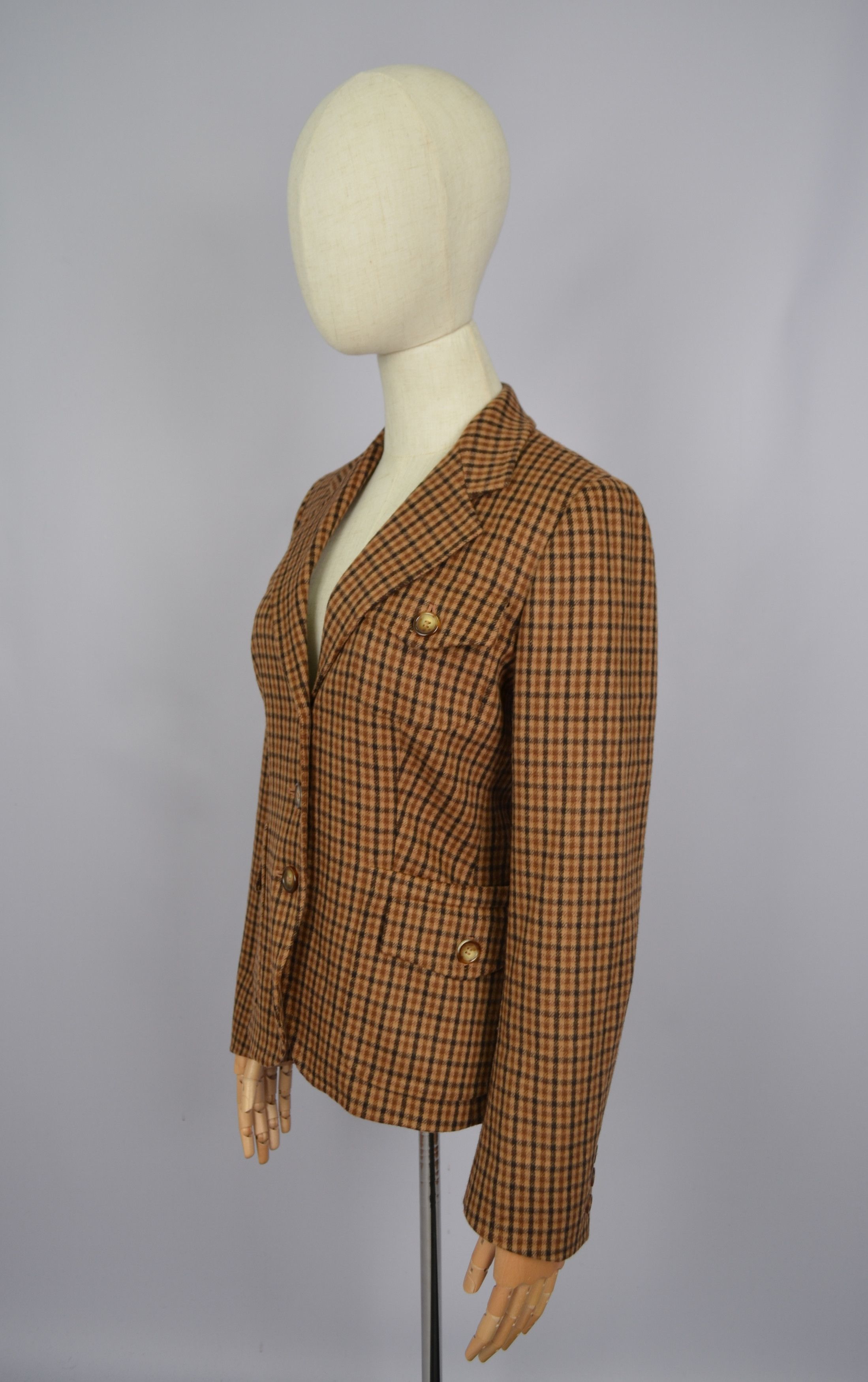 Designer × Max Mara Max Mara Check Brown Wool Angora Blazer Jacket Size US6 Size M / US 6-8 / IT 42-44 - 8 Thumbnail