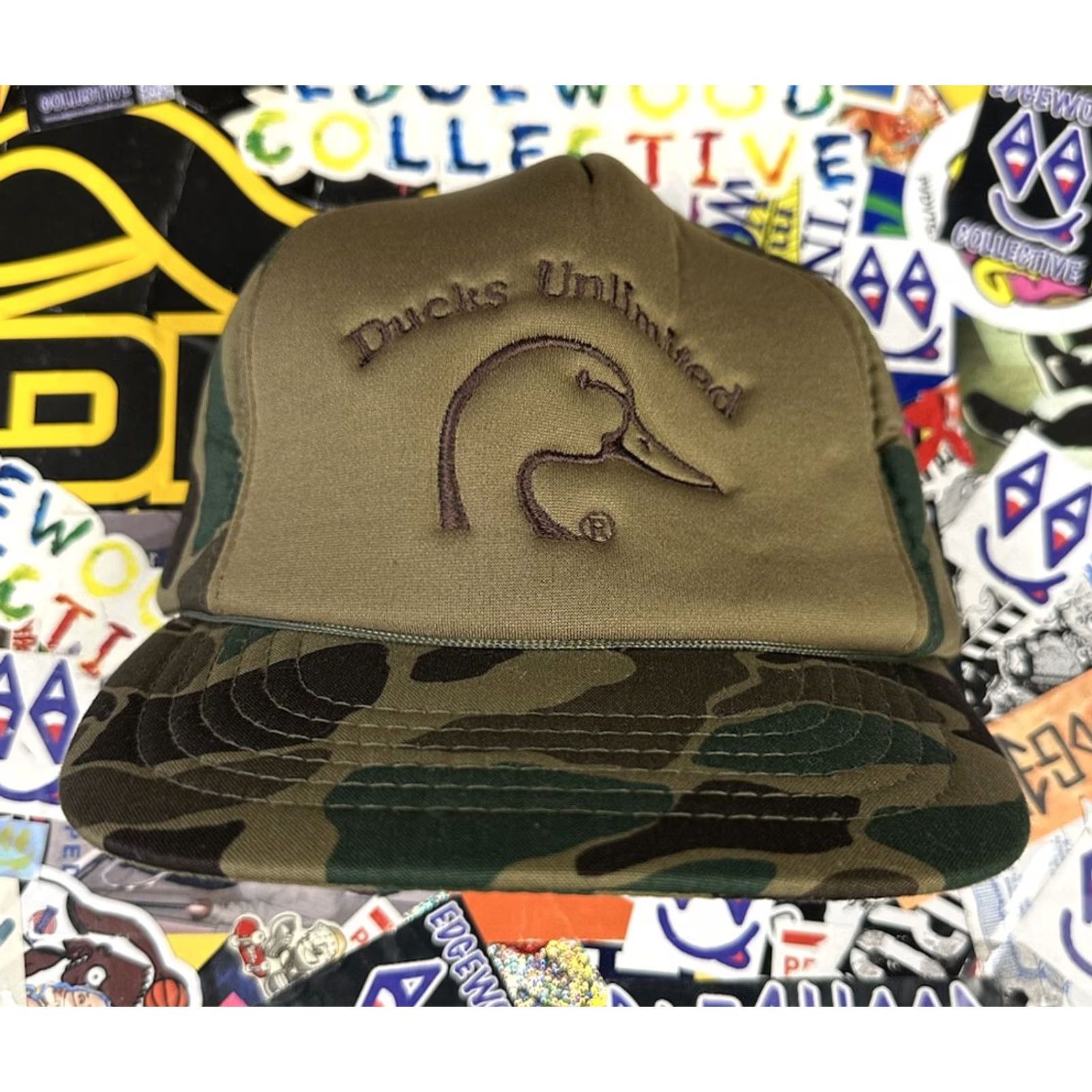 Vintage VINTAGE Ducks Unlimited Trucker Hat Adjustable Camo FLAW Broken Snap Needs Repair Mens Size ONE SIZE - 2 Thumbnail