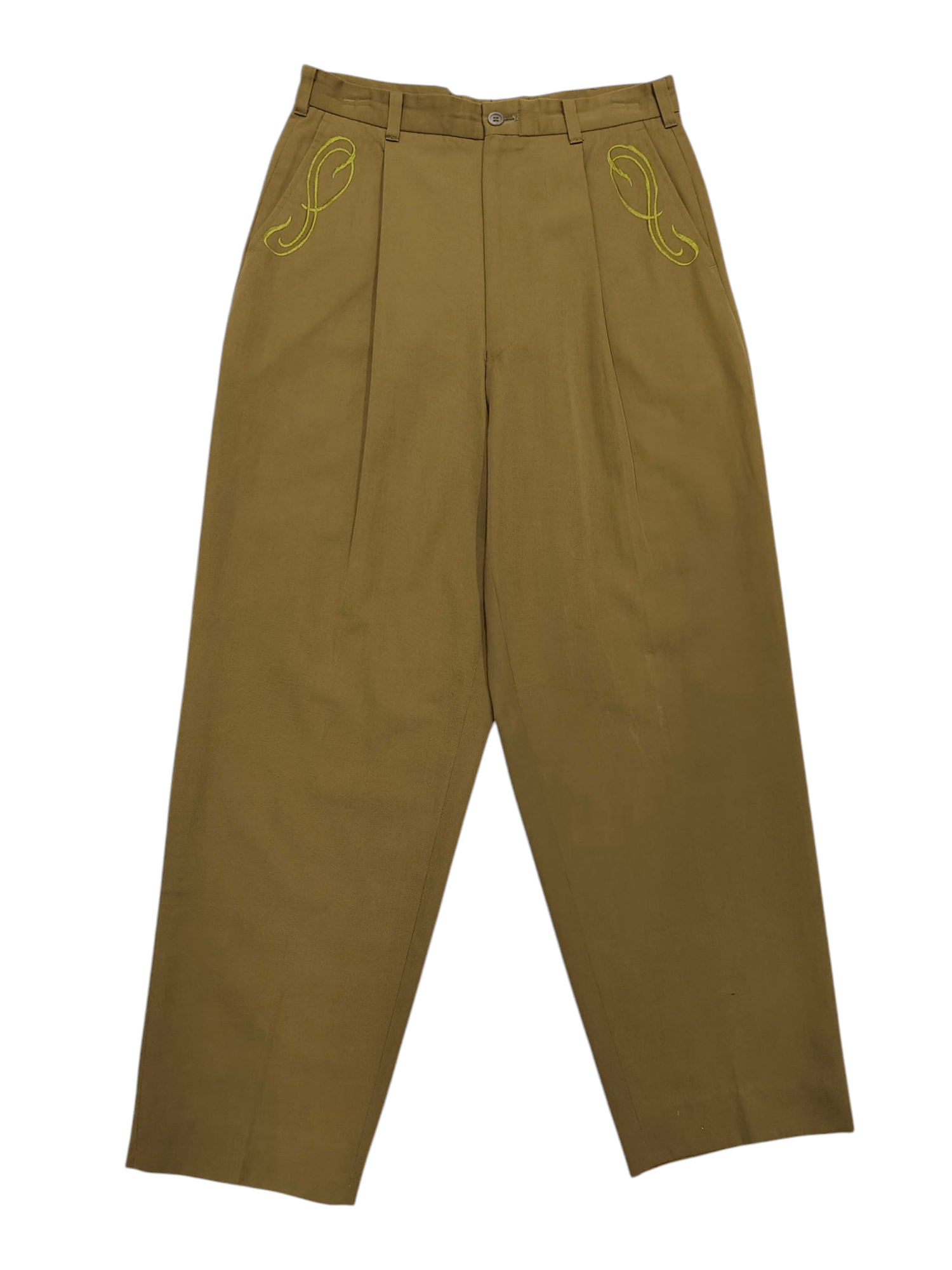 Mr. Junko 90s Mr Junko- Wide Tapered Embroidered Wool Trousers Size US 31 - 1 Thumbnail