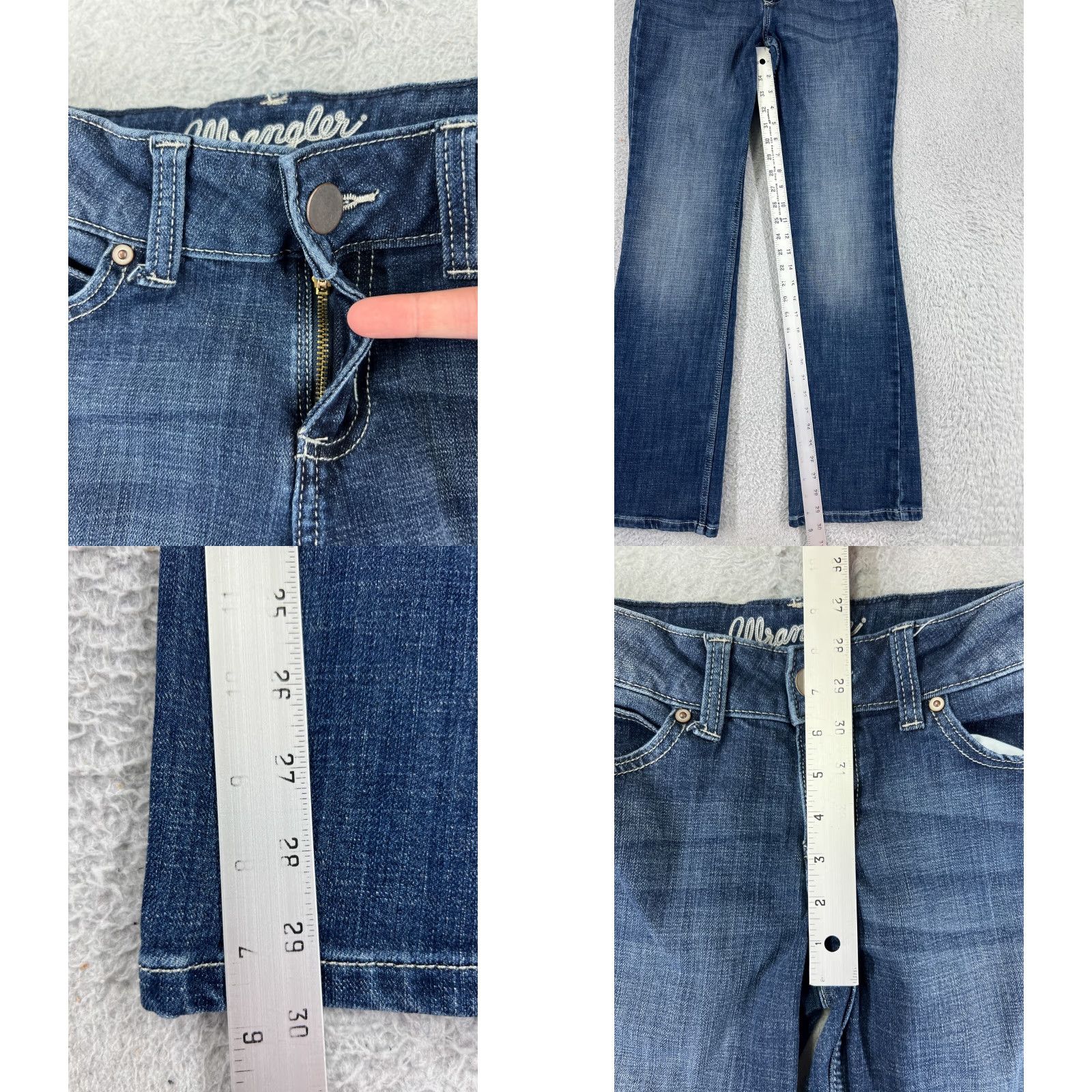 Wrangler Wrangler Jeans Women 3 Denim Bootcut Low Rise Blue Embroidered 5-Pocket Regular Inseam 30 in Slim Stretch Vintage No Size 26" / US 2 / IT 38 - 8 Thumbnail