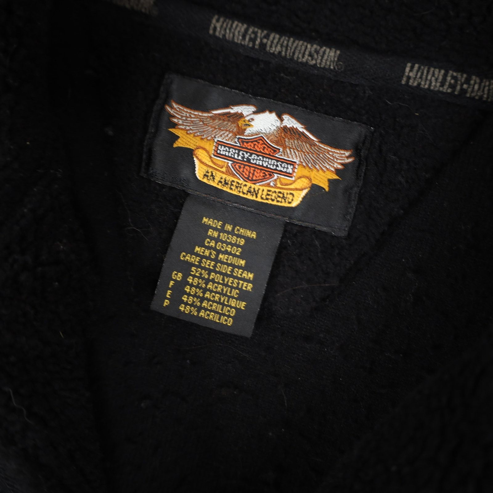 Harley Davidson × Vintage Vintage Harley Davidson Big Logo Deep Pile Fleece Jacket Size US M / EU 48-50 / 2 - 6 Thumbnail