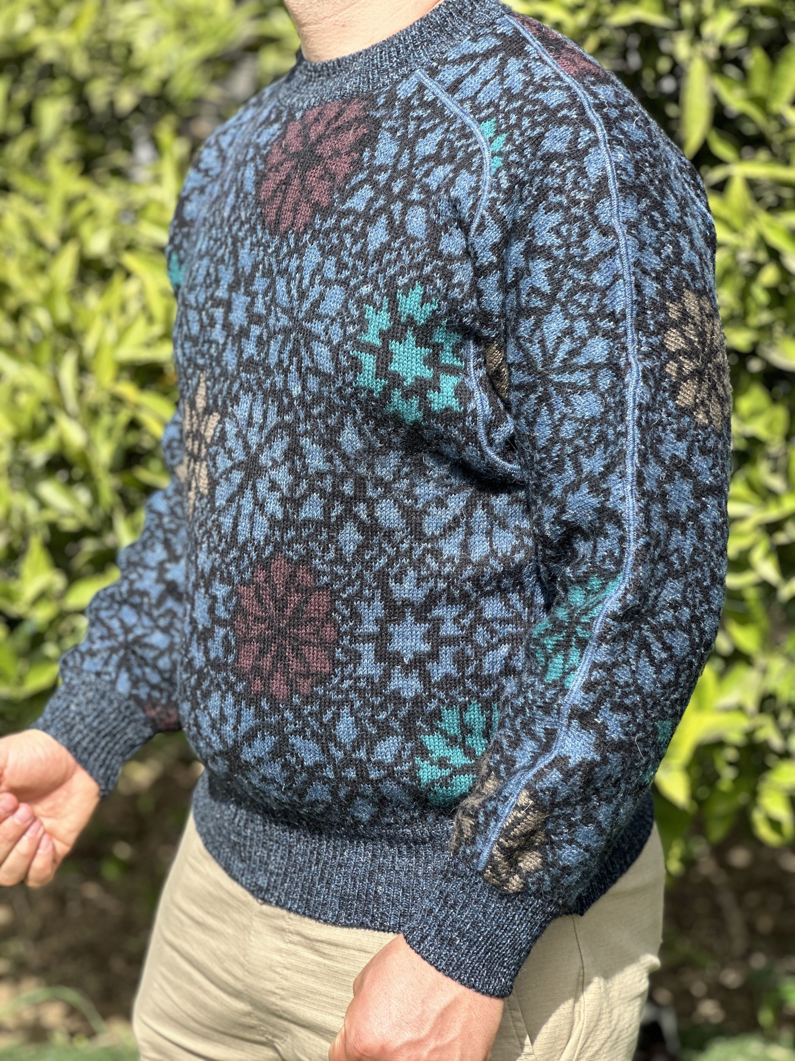 Missoni 90s Missoni Uomo Floral Knit Navy Cardigan Sweater Size M 50 Size US M / EU 48-50 / 2 - 11 Thumbnail