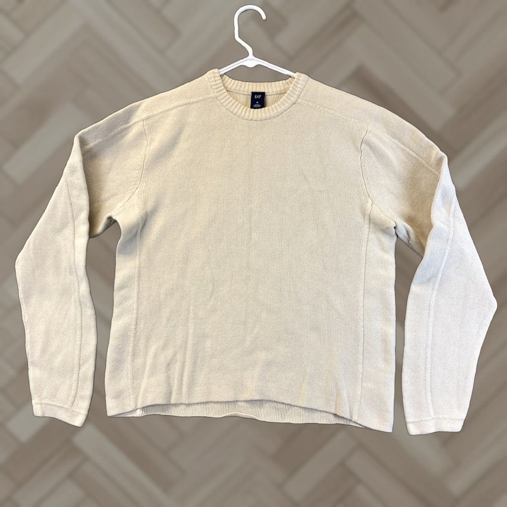 Gap Gap Sweater Mens Medium Beige Pullover Knit Crew Neck Cotton Blend Classic Modern Autumn Winter Casual, Regular Fit Mens 72-31 Size US M / EU 48-50 / 2 - 1 Thumbnail